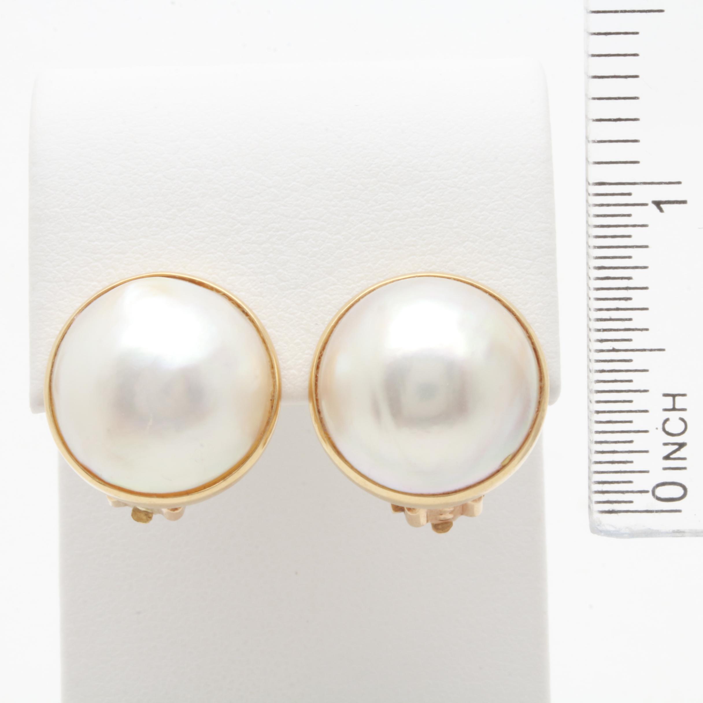 14K and 18K Yellow Gold Cultured Pearl Earrings