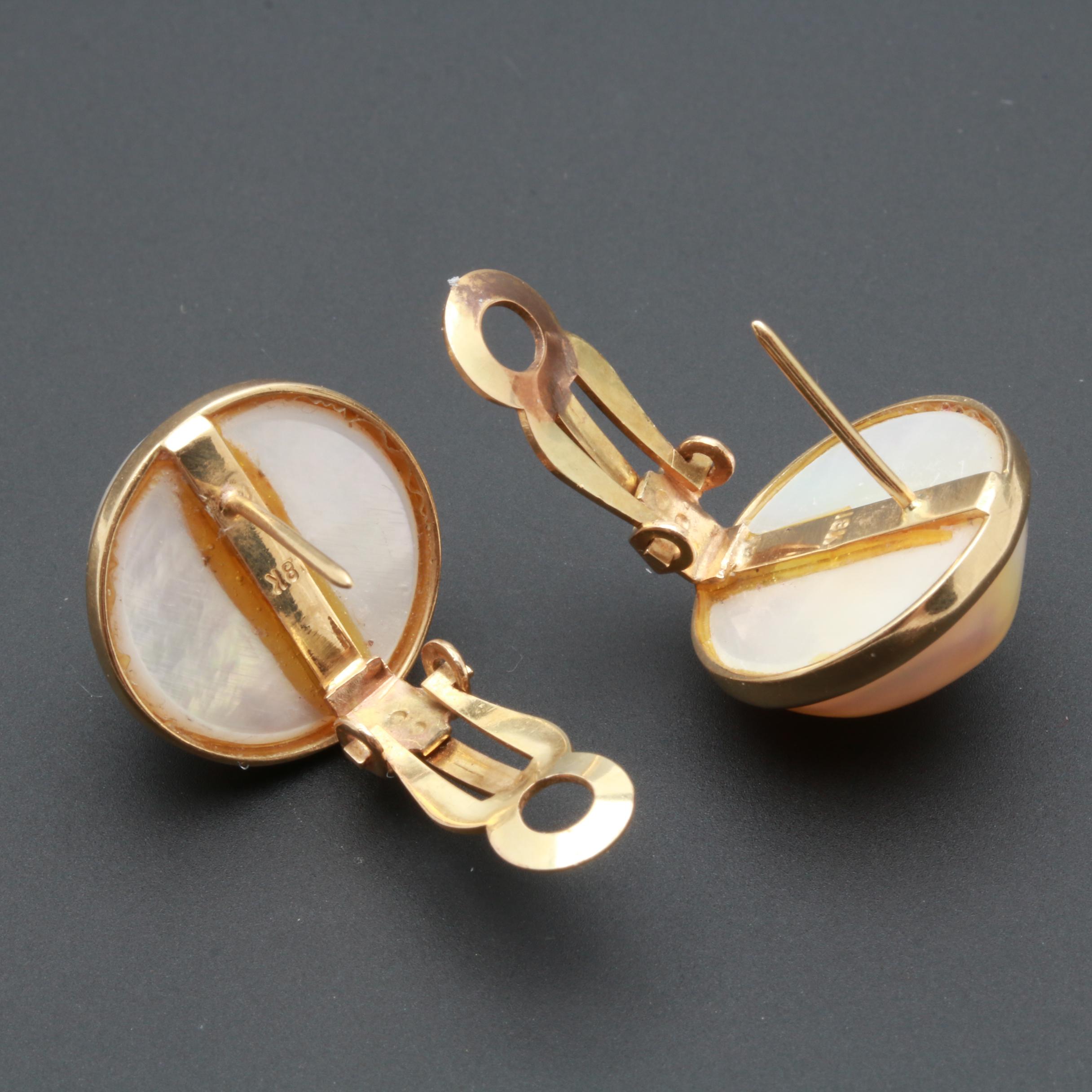 14K and 18K Yellow Gold Cultured Pearl Earrings