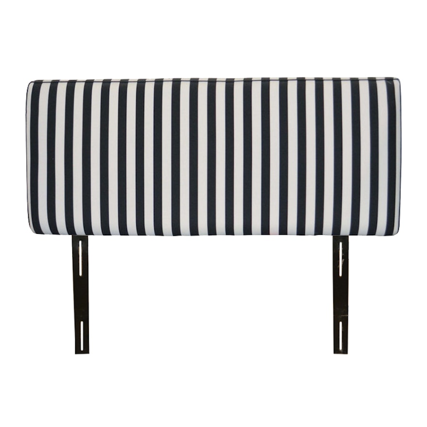 Black and White Upholstered Queen Size Headboard