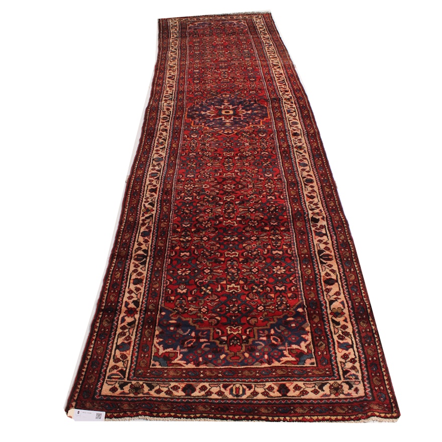 Vintage Hand-Knotted Persian Malayer Sarouk Rug Runner