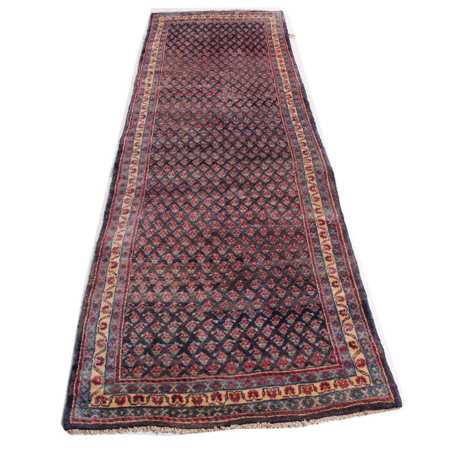 Vintage Hand-Knotted Persian Boteh Sarouk Rug Runner