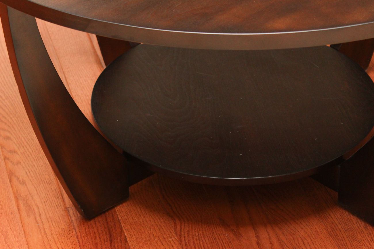 Circular Wood and Glass Coffee Table
