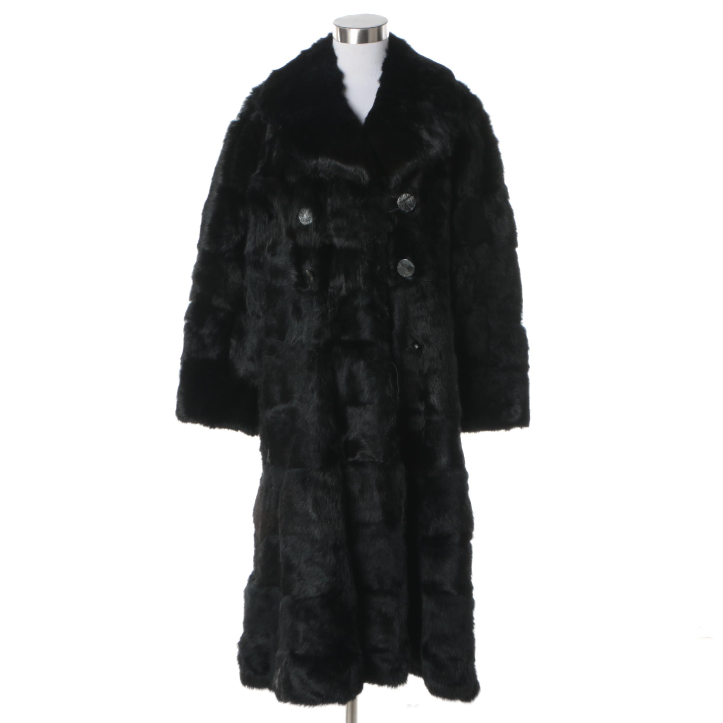 Women's Circa 1970s Vintage Black Rabbit Fur Coat