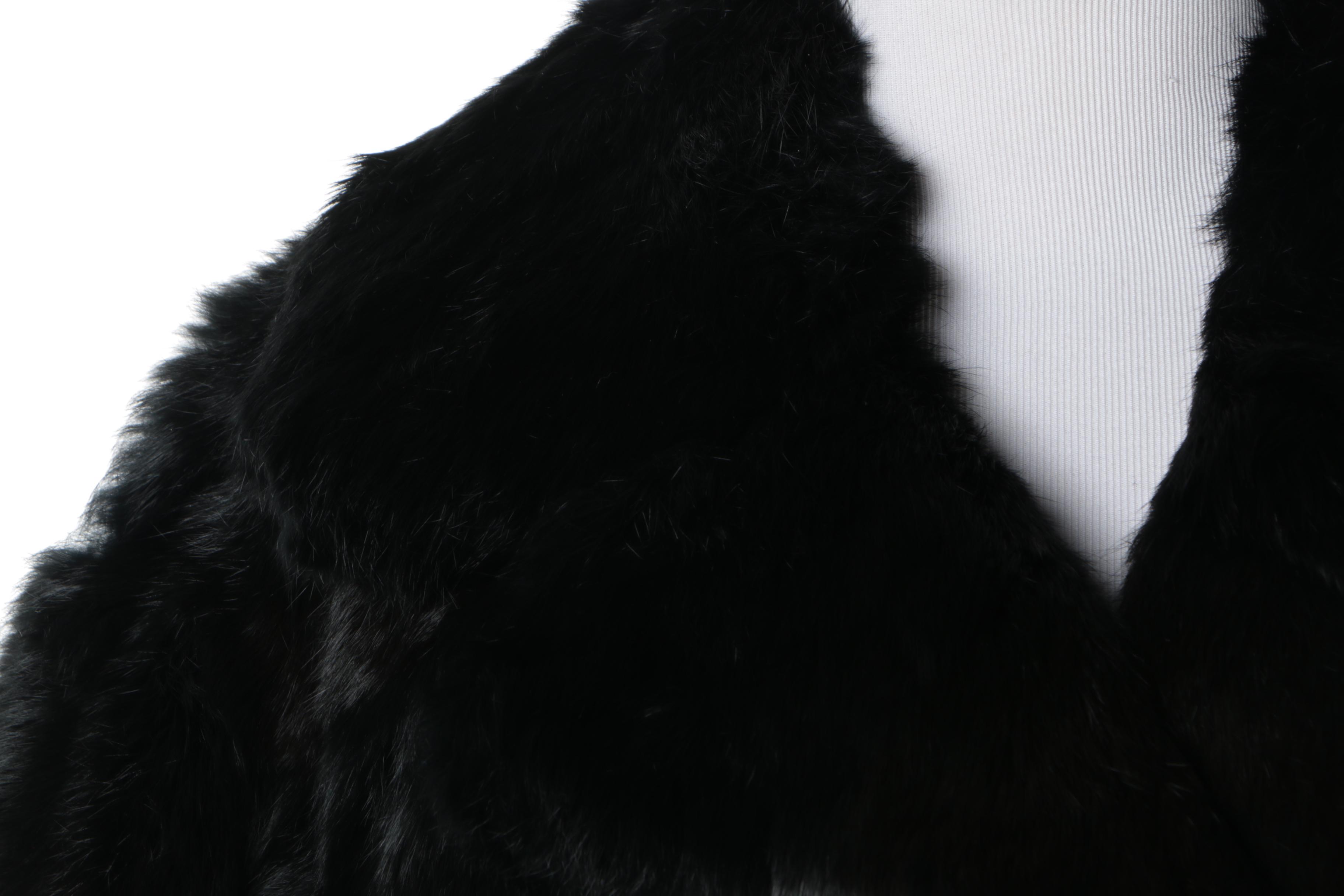 Women's Circa 1970s Vintage Black Rabbit Fur Coat