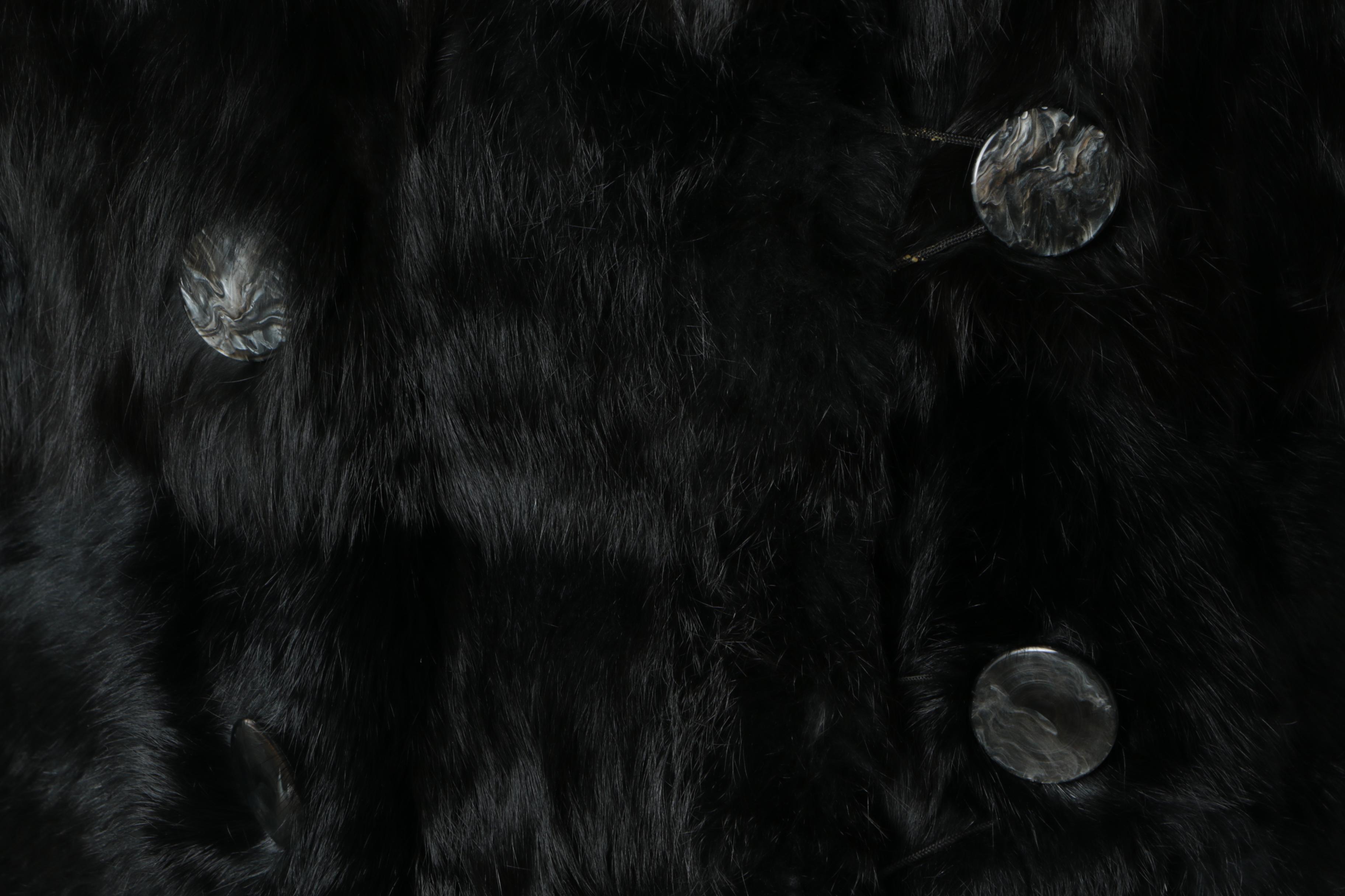 Women's Circa 1970s Vintage Black Rabbit Fur Coat