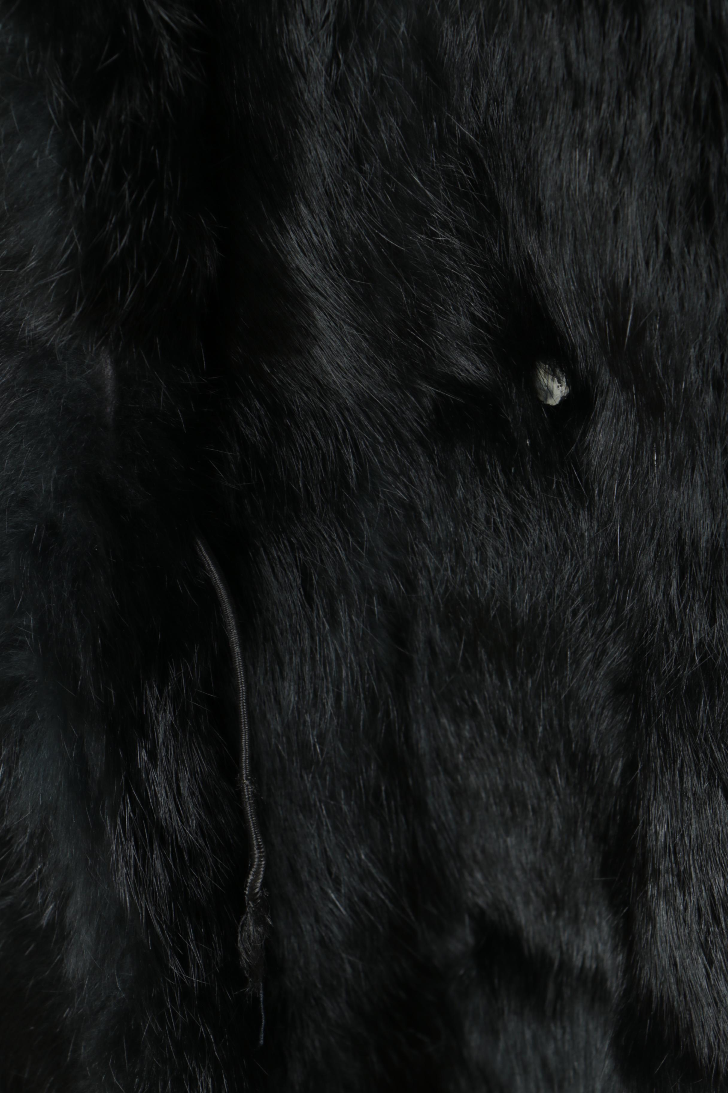 Women's Circa 1970s Vintage Black Rabbit Fur Coat