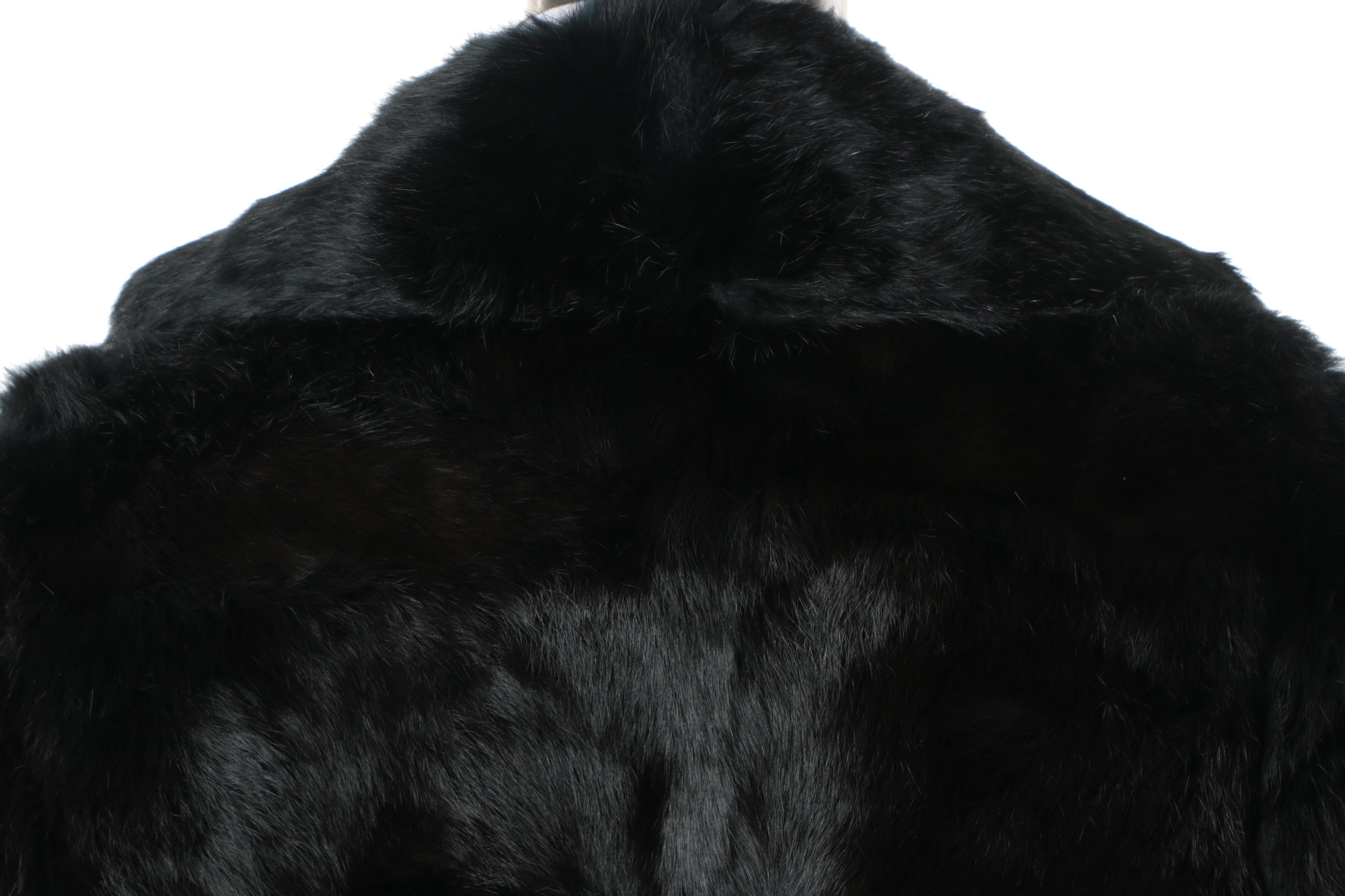 Women's Circa 1970s Vintage Black Rabbit Fur Coat