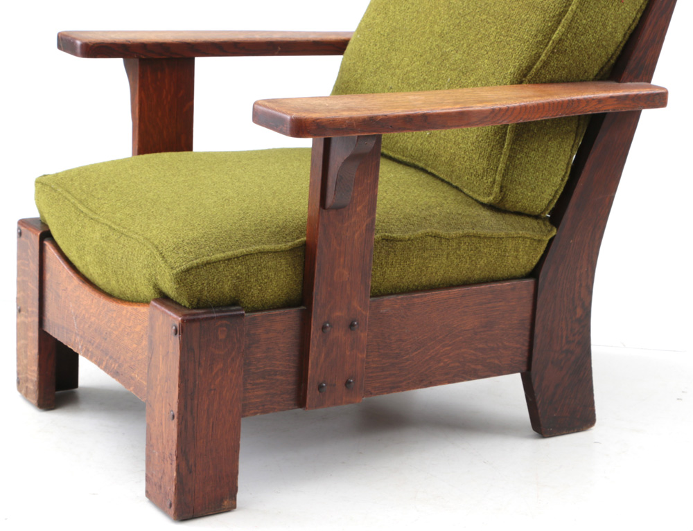 Signed Limbert Arts and Crafts Oak Lounge Chair