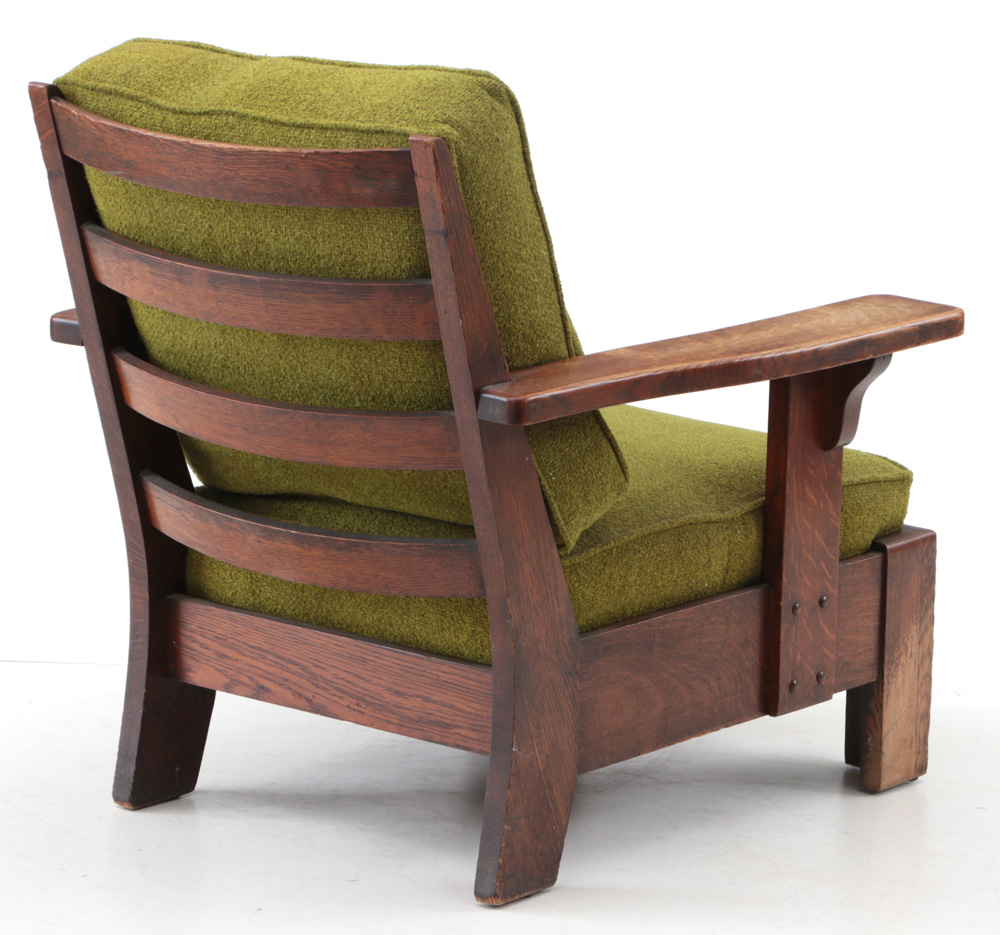 Signed Limbert Arts and Crafts Oak Lounge Chair