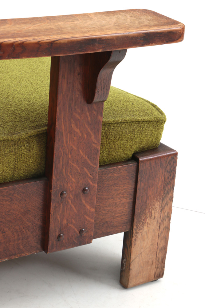 Signed Limbert Arts and Crafts Oak Lounge Chair