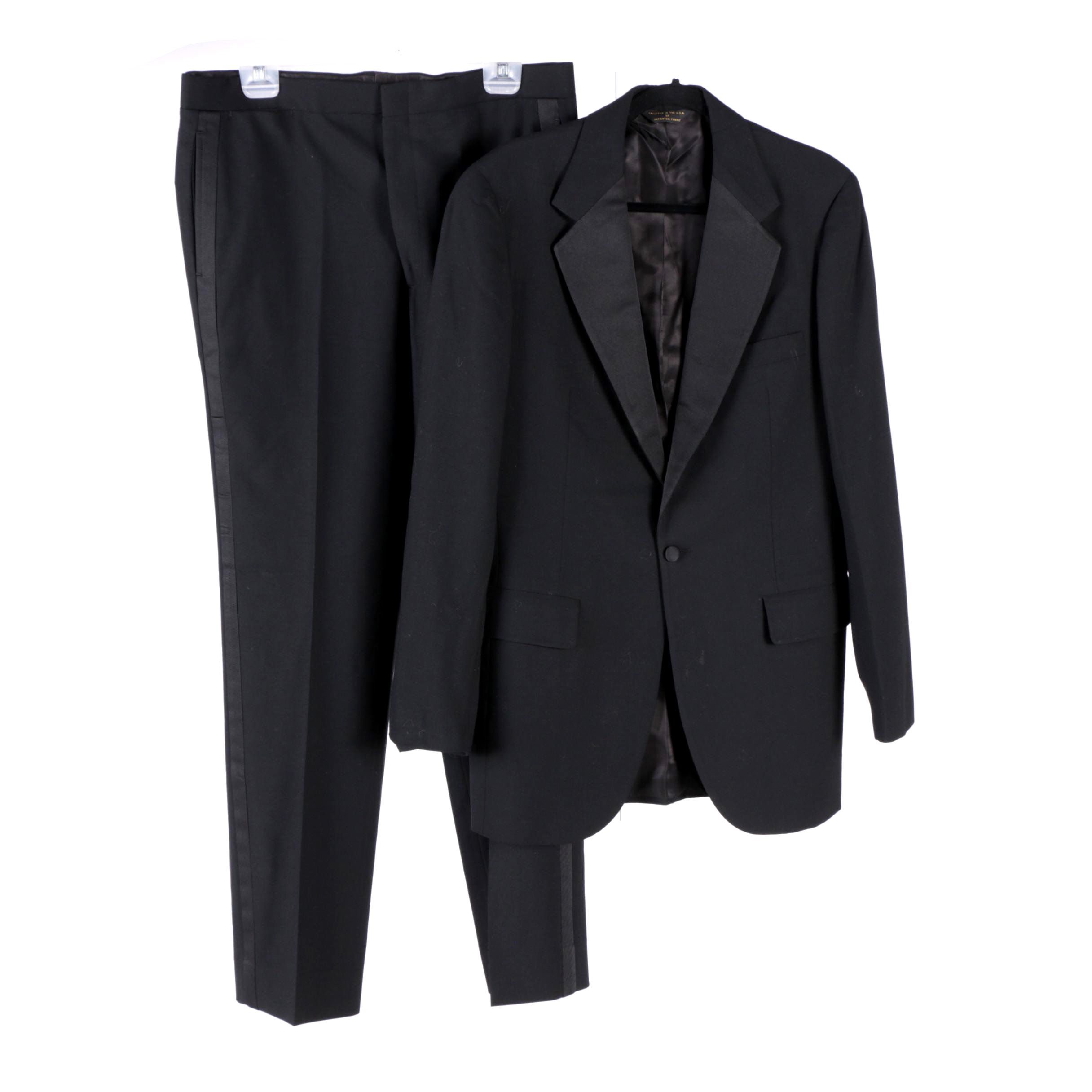 Men's Black Tuxedo with Bow Tie, Suspenders and Cummerbund