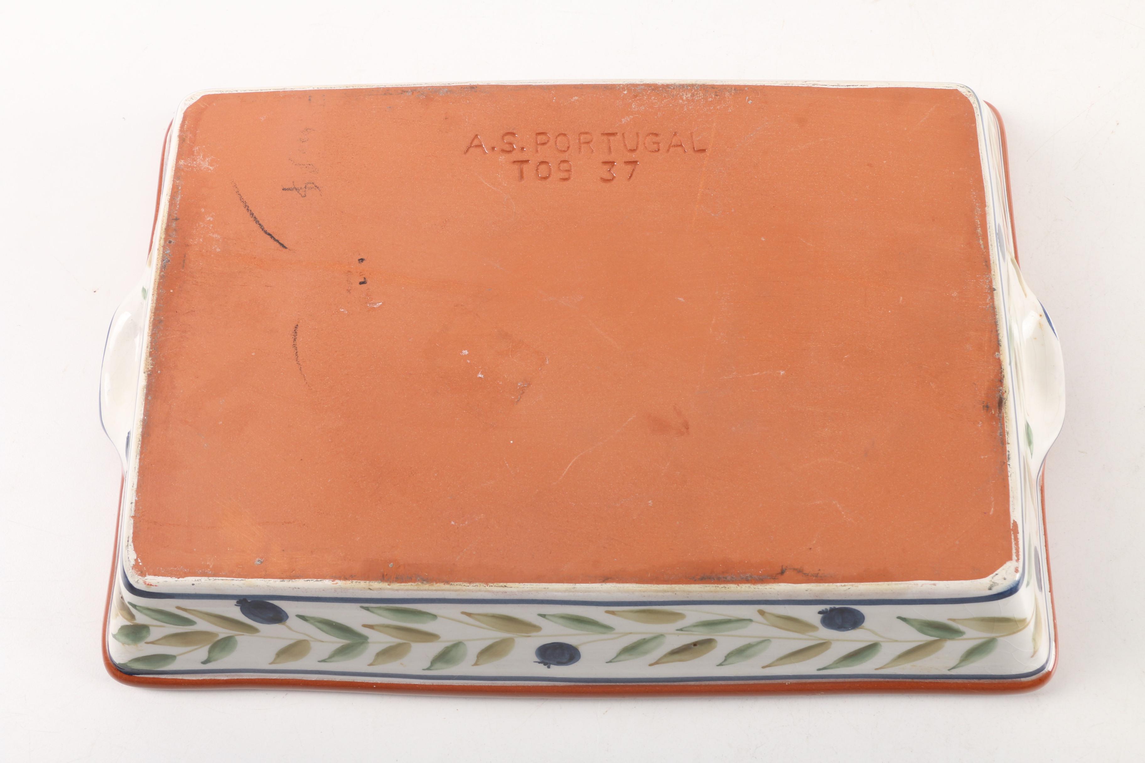 Vintage Portuguese Faience Terracotta Baking Dishes