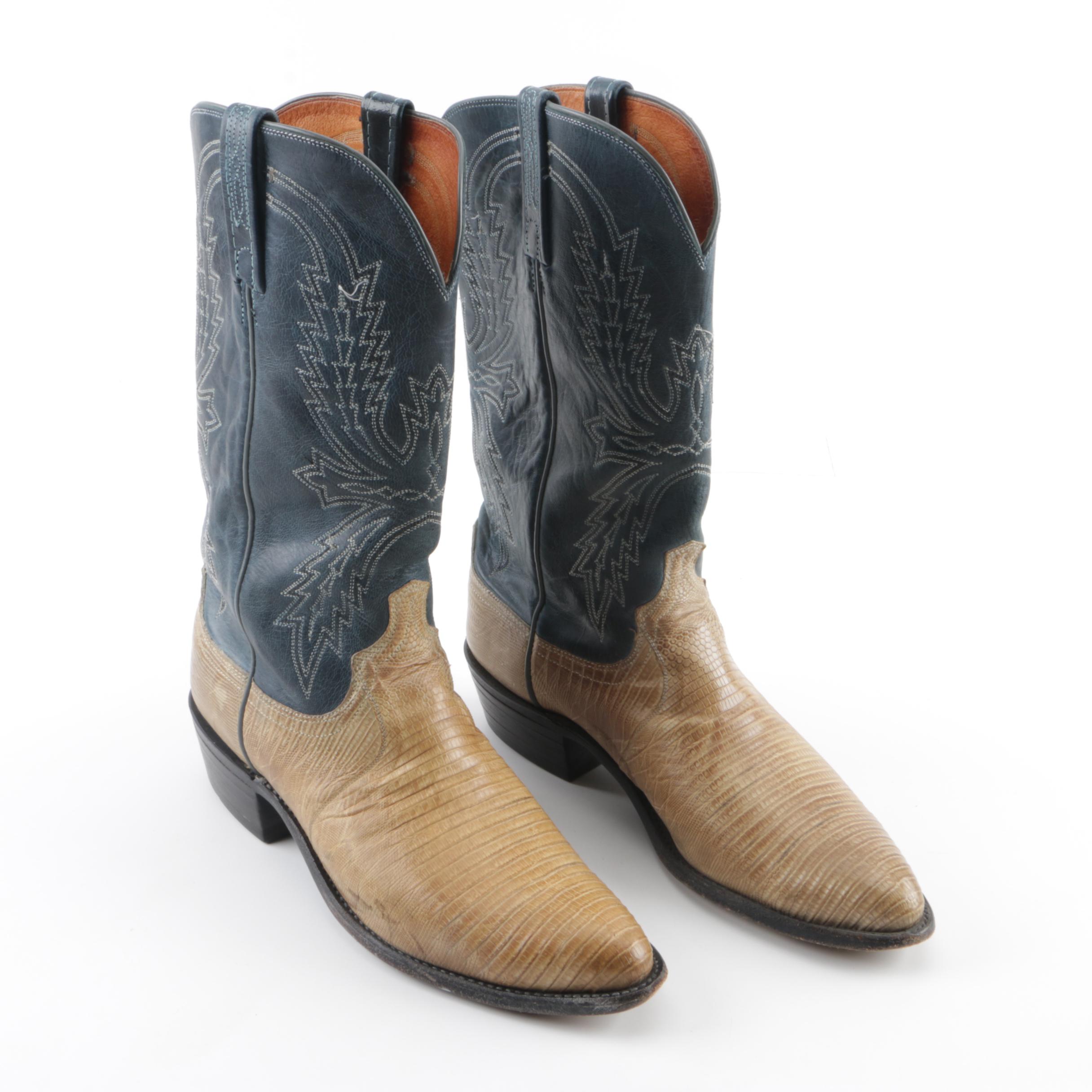 Men's 1883 by Lucchese Lizard Skin and Leather Cowboy Boots