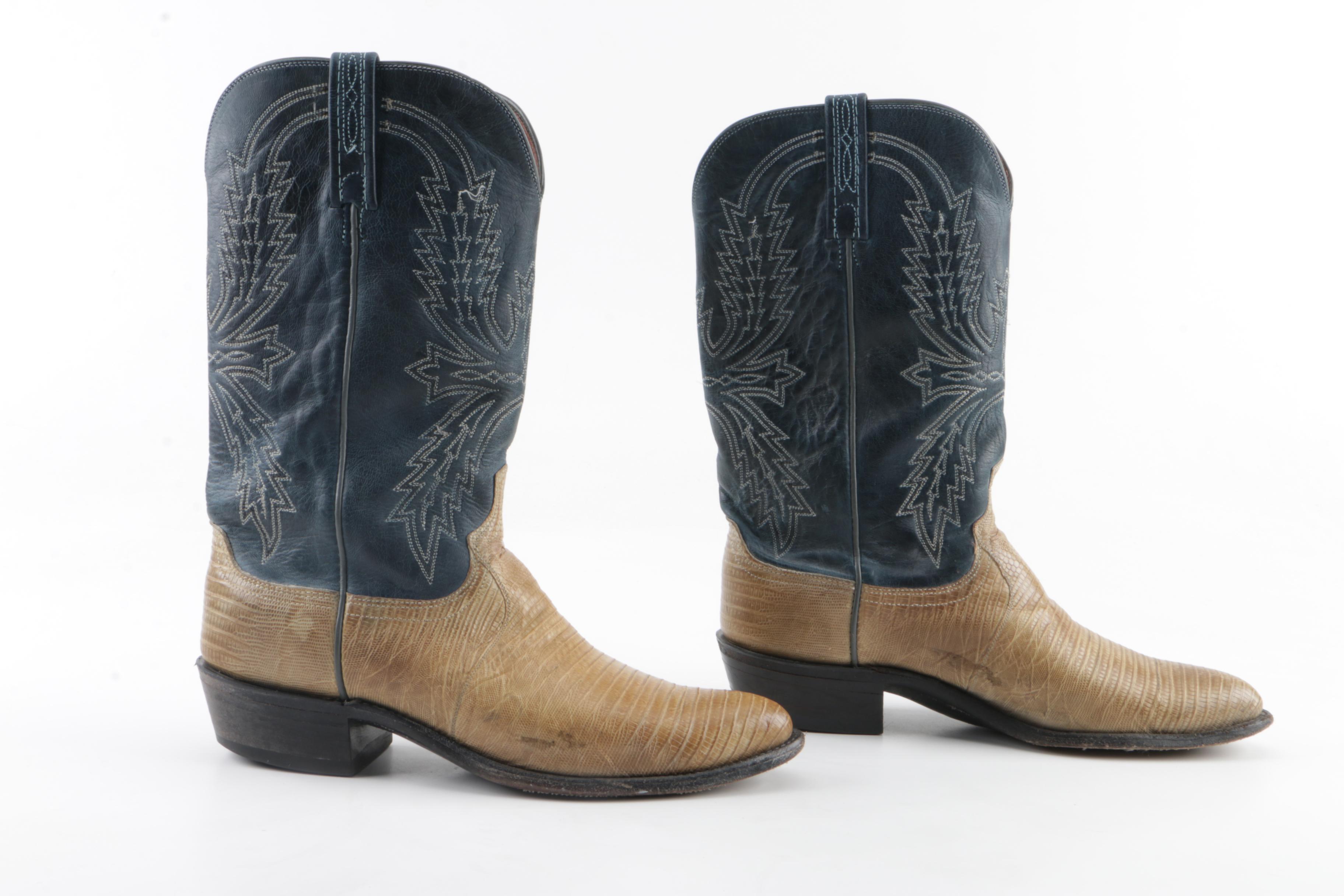 Men's 1883 by Lucchese Lizard Skin and Leather Cowboy Boots
