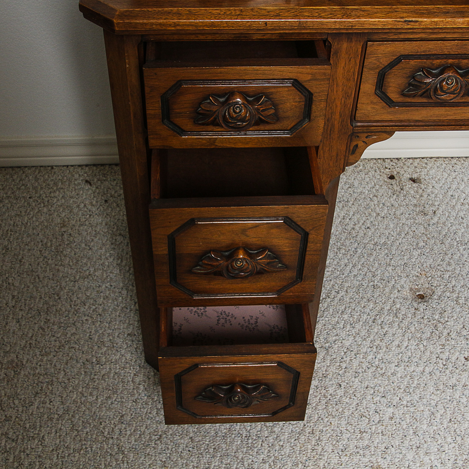 Vintage Vanity with Attached Mirror