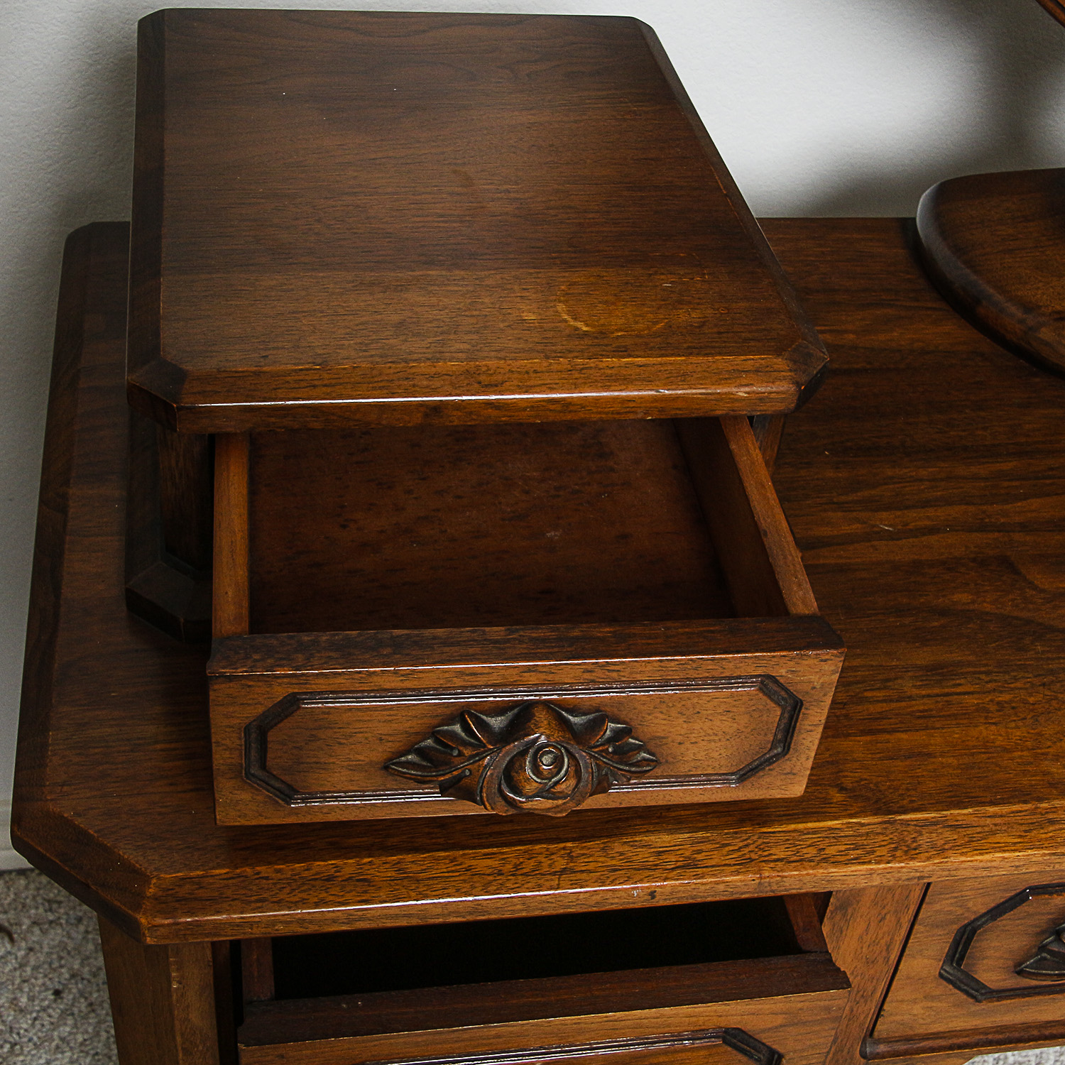 Vintage Vanity with Attached Mirror