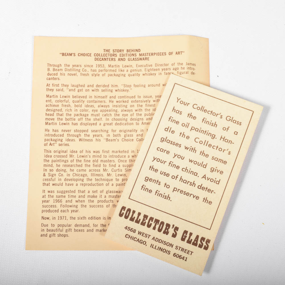 Beam's Choice Collectors Editions Masterpieces of Art" Glassware Set