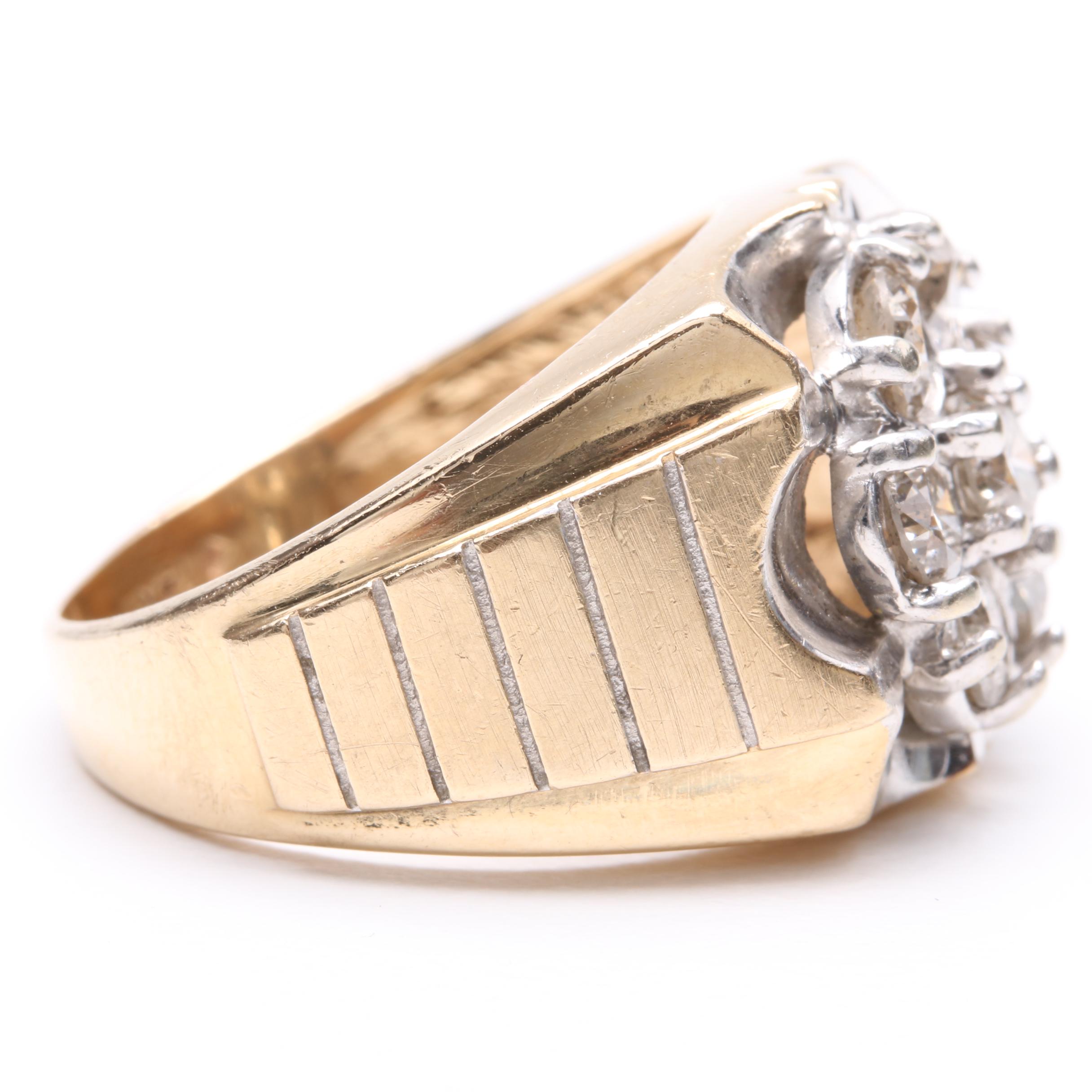14K Yellow Gold 1.68 CTW Diamond Ring with White Gold Accents
