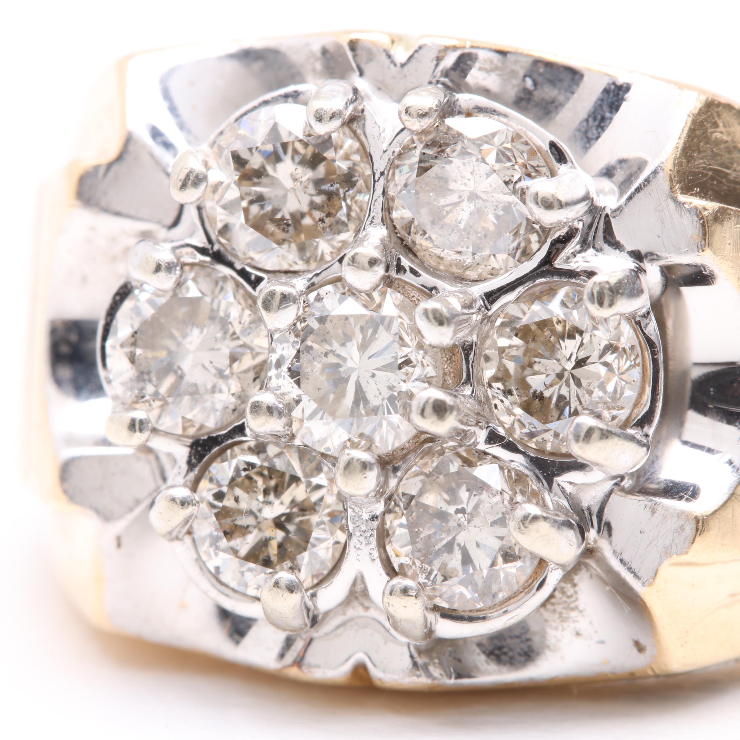 14K Yellow Gold 1.68 CTW Diamond Ring with White Gold Accents