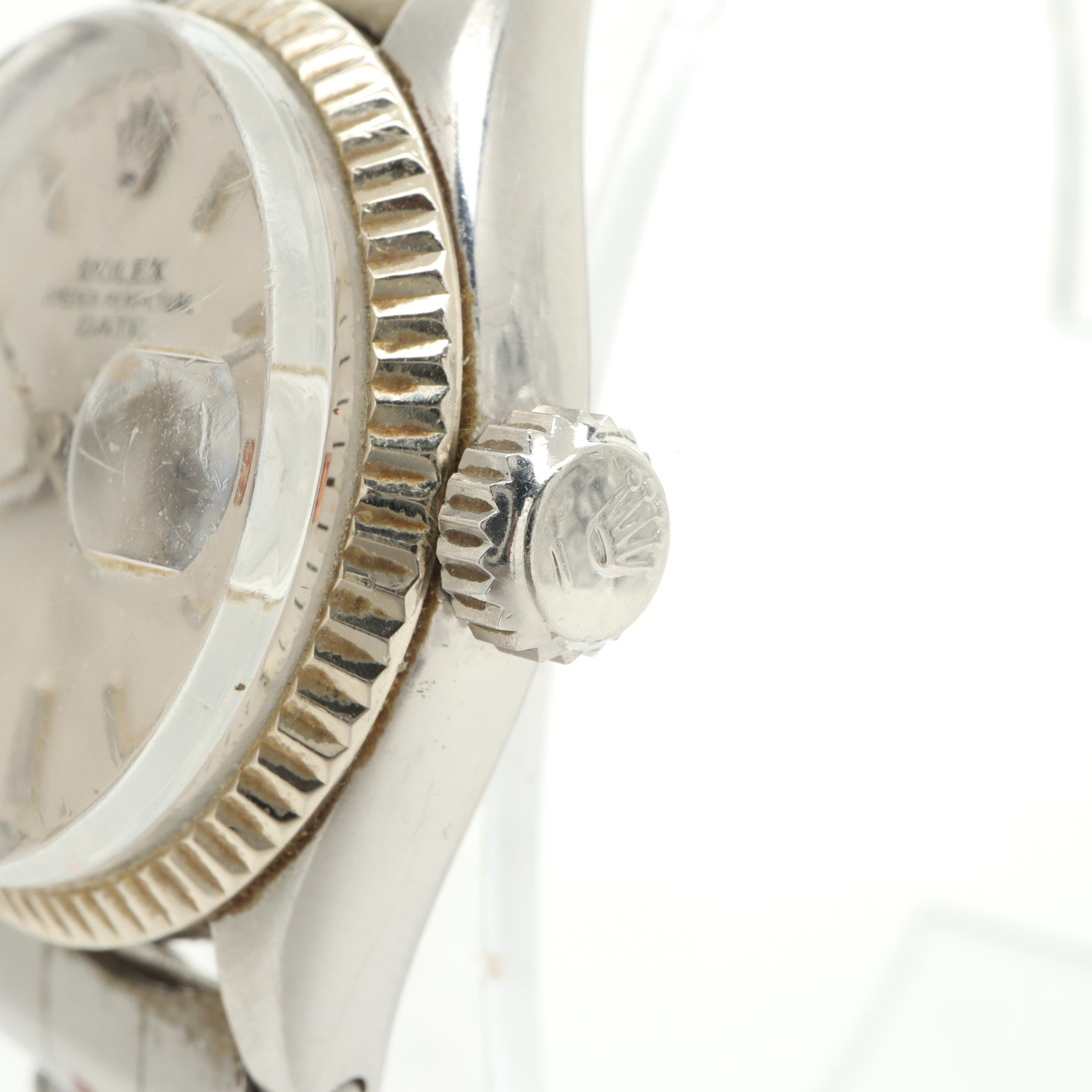 Circa 1957 Rolex Stainless Steel Watch With Red Date Window