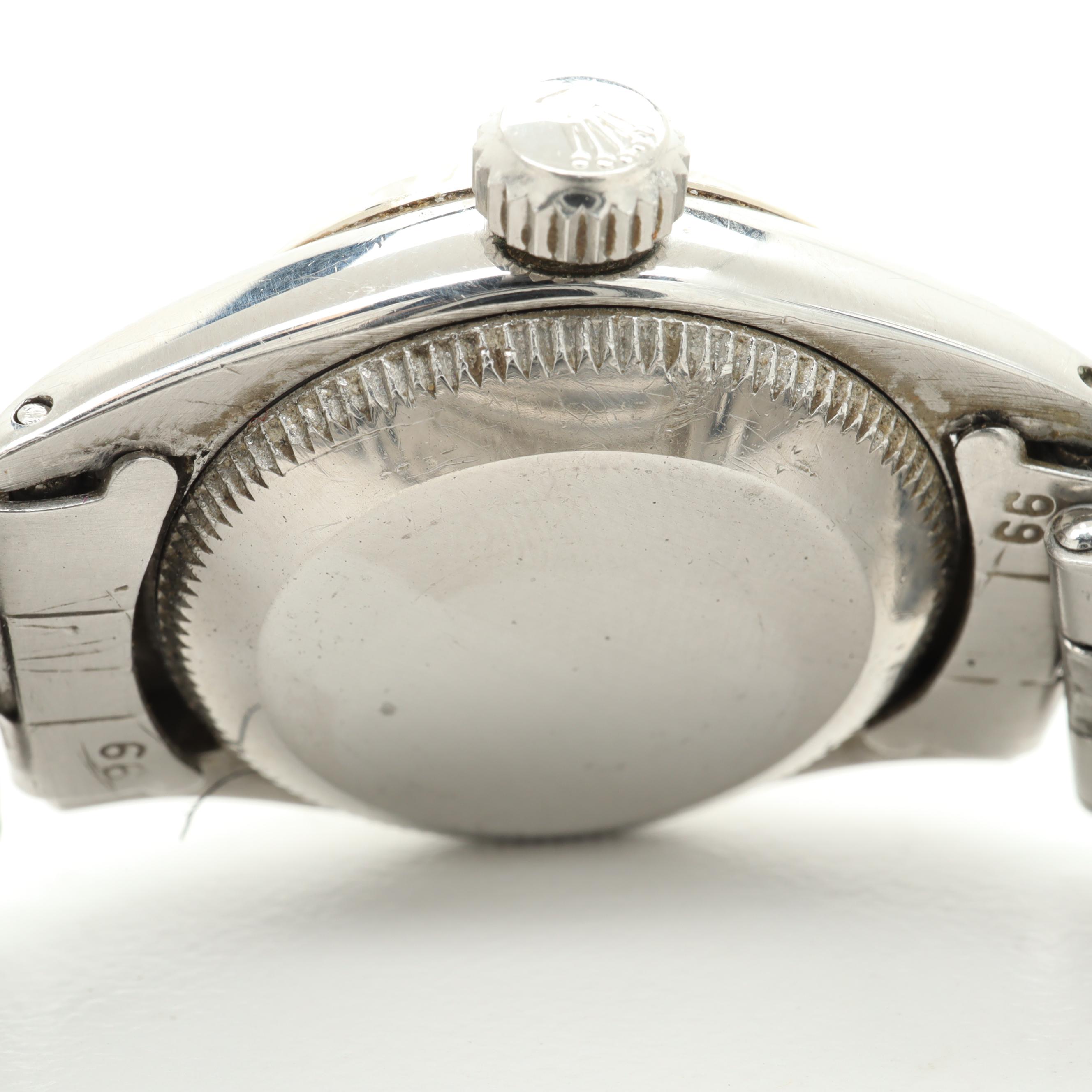 Circa 1957 Rolex Stainless Steel Watch With Red Date Window