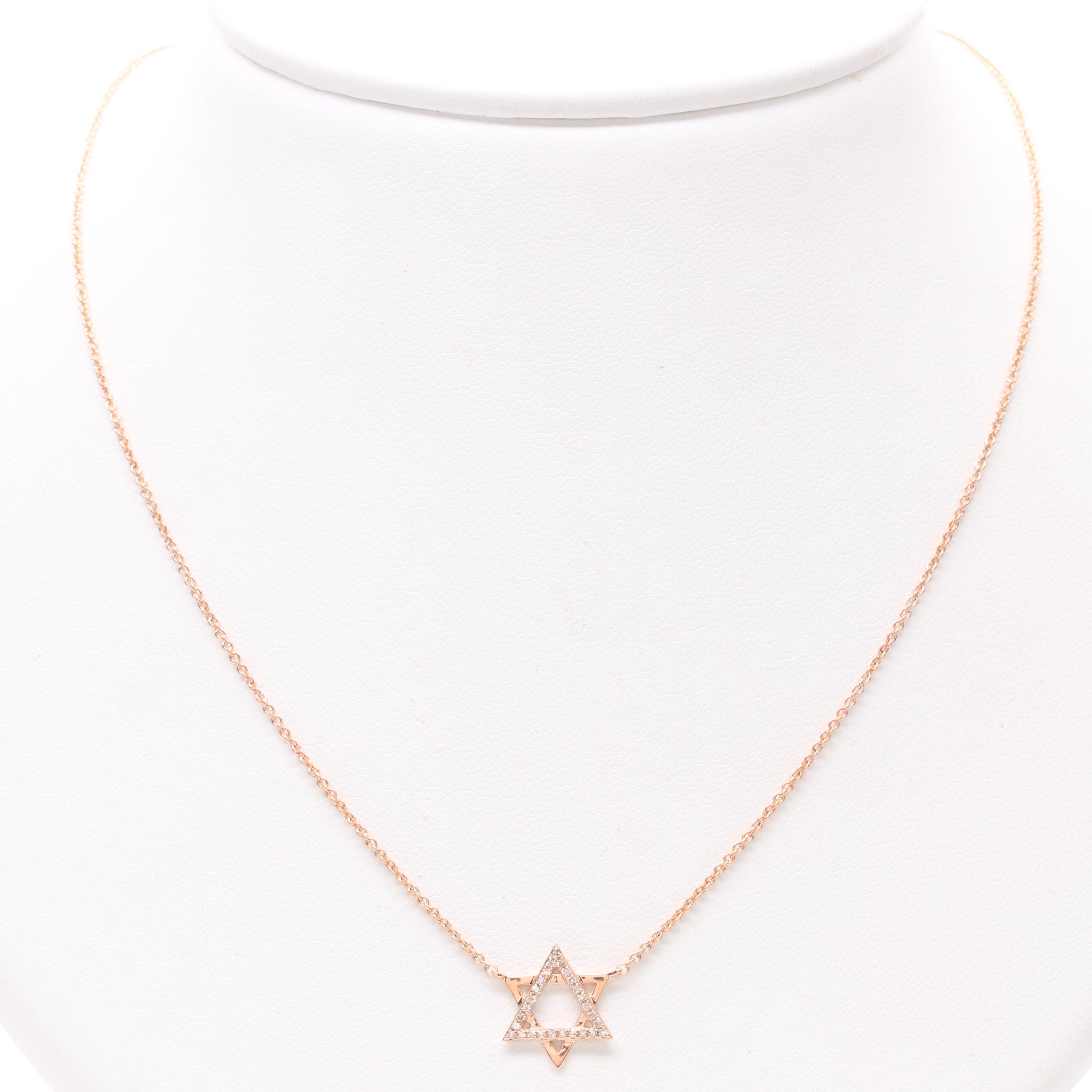 14K Rose Gold Diamond Star of David Necklace