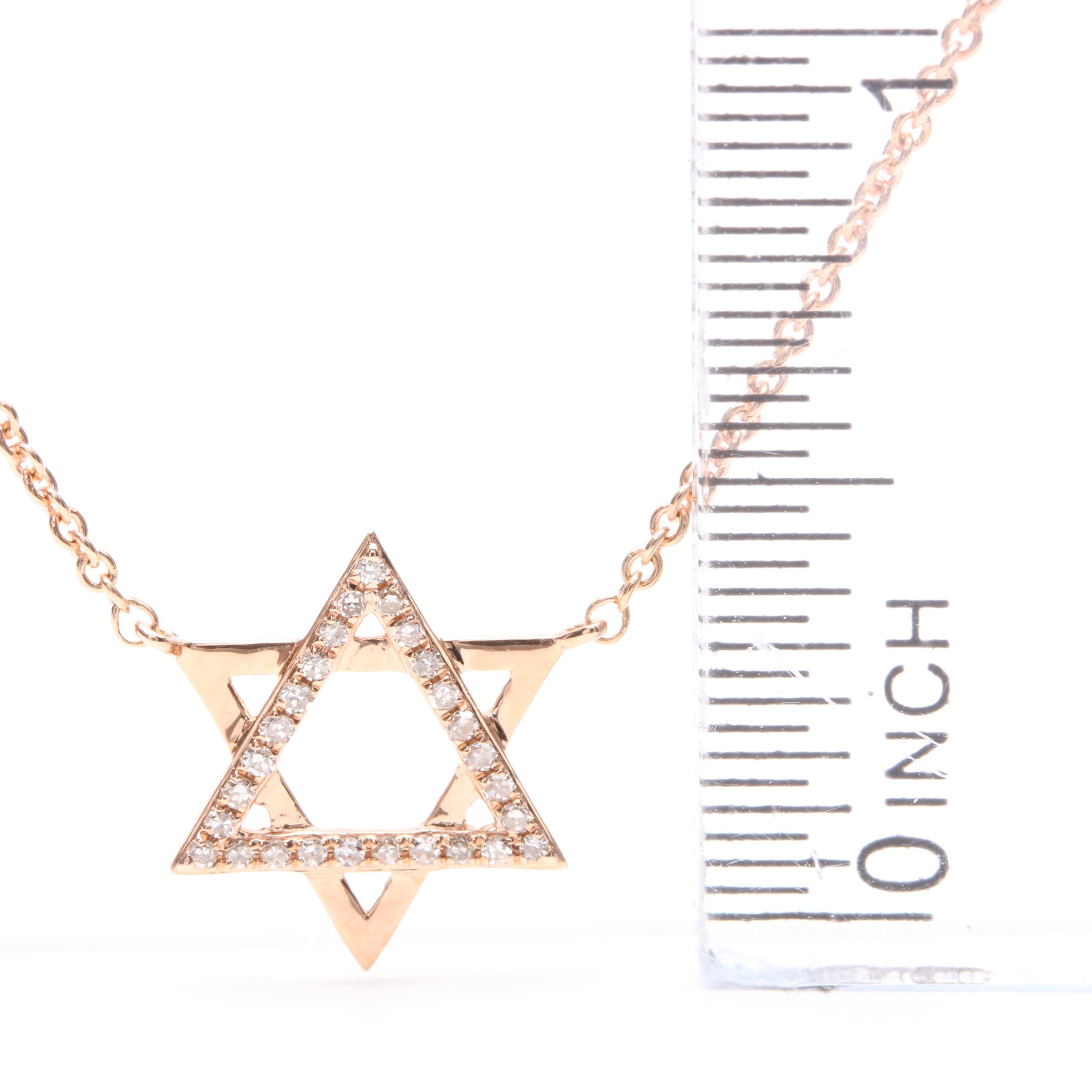 14K Rose Gold Diamond Star of David Necklace