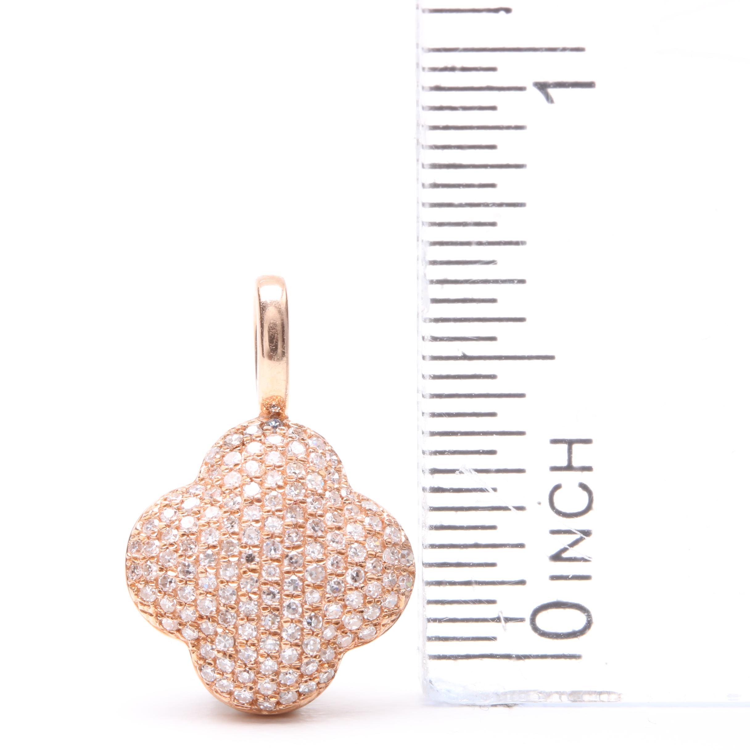 14K Rose Gold Diamond Scalloped Pendant