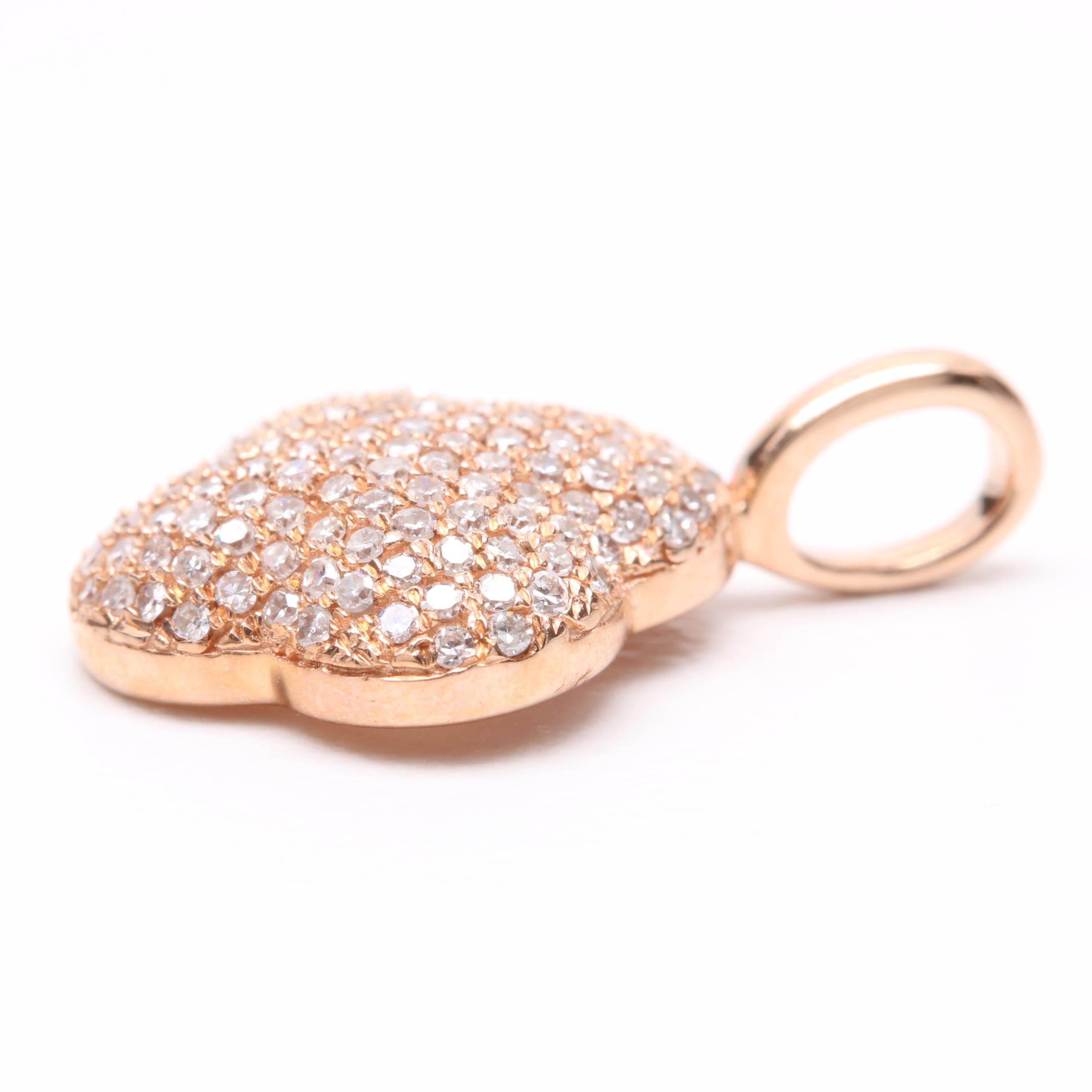 14K Rose Gold Diamond Scalloped Pendant