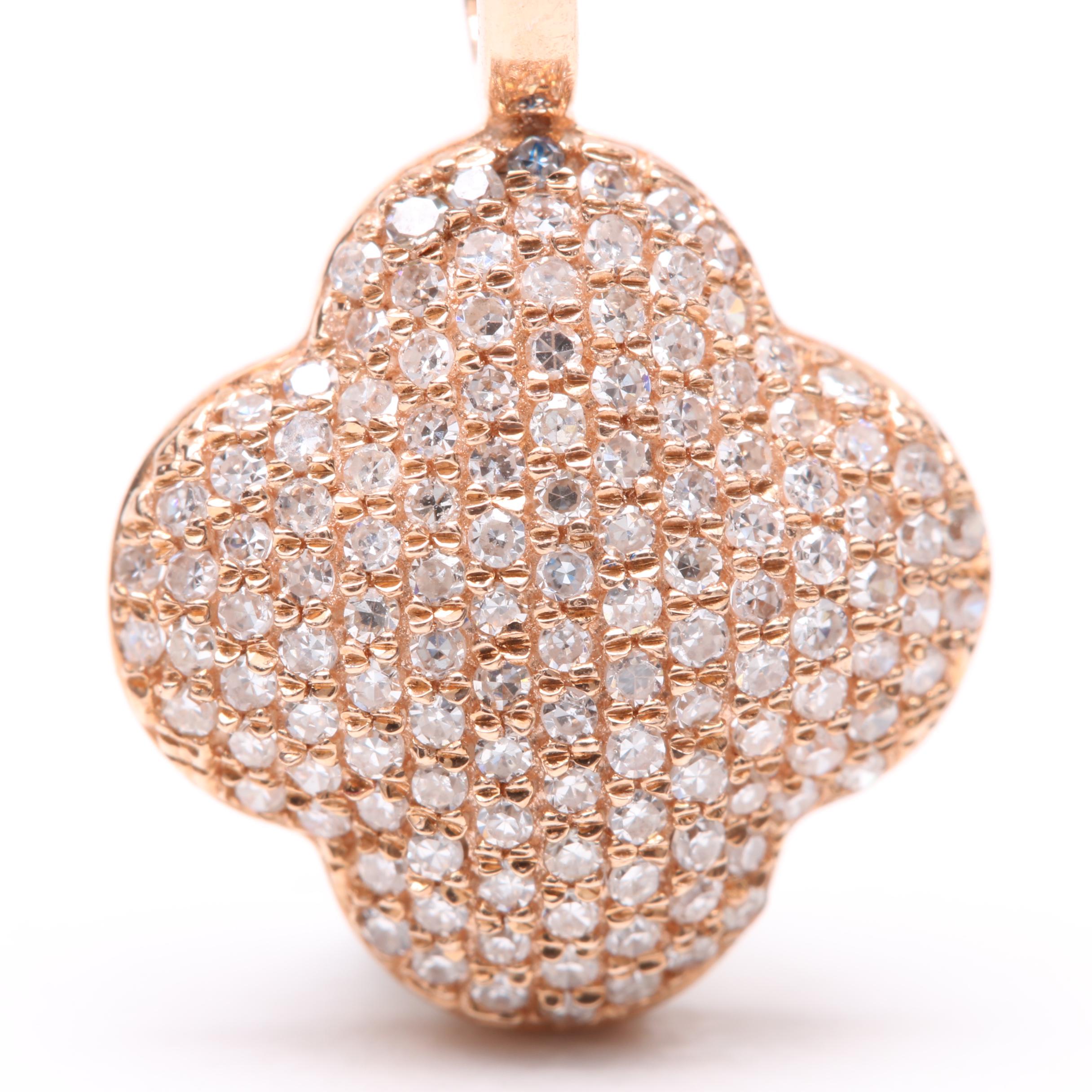 14K Rose Gold Diamond Scalloped Pendant