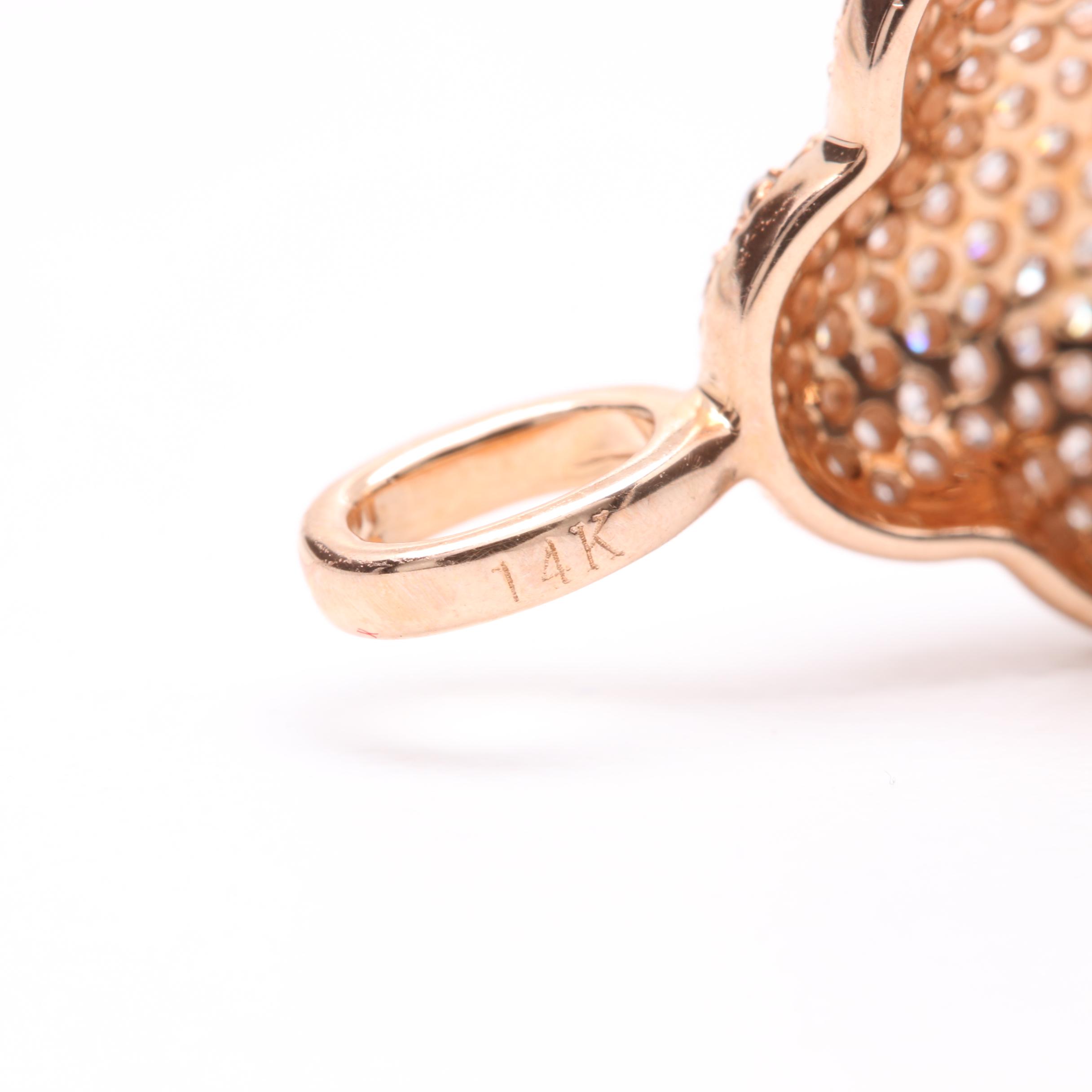 14K Rose Gold Diamond Scalloped Pendant