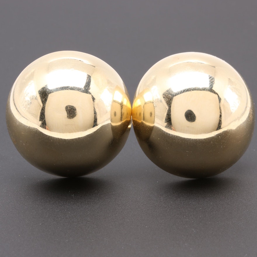 14K Yellow Gold Domed Earrings