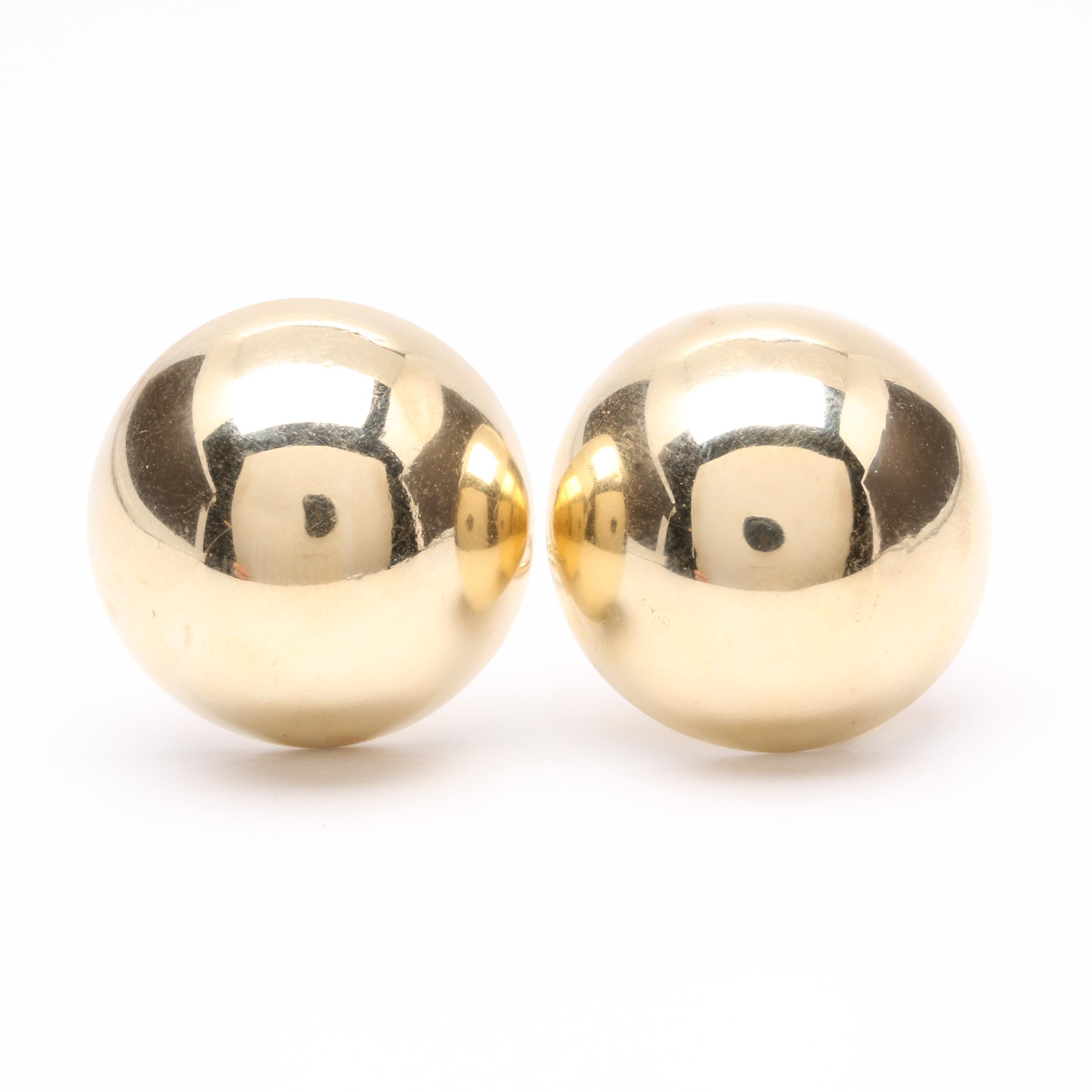 14K Yellow Gold Domed Earrings