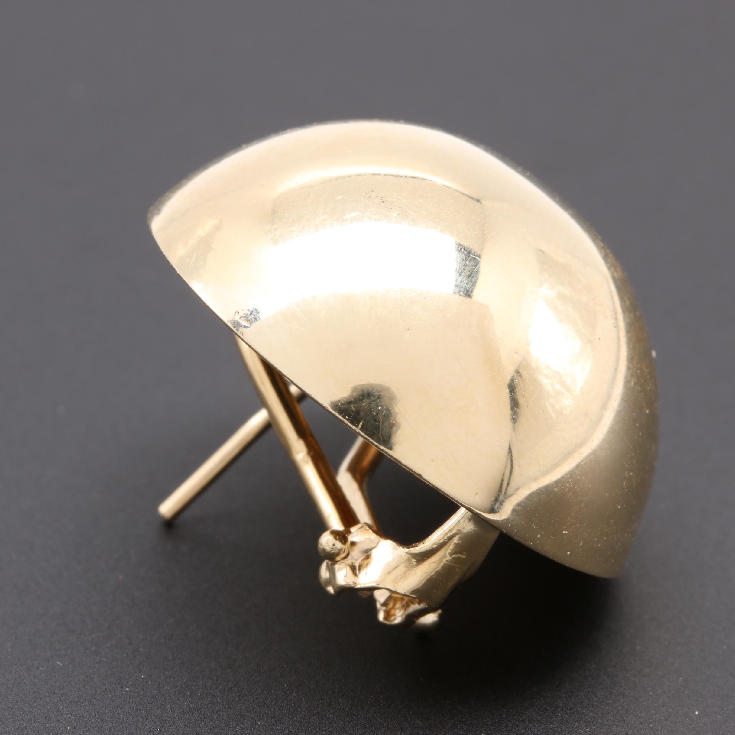 14K Yellow Gold Domed Earrings