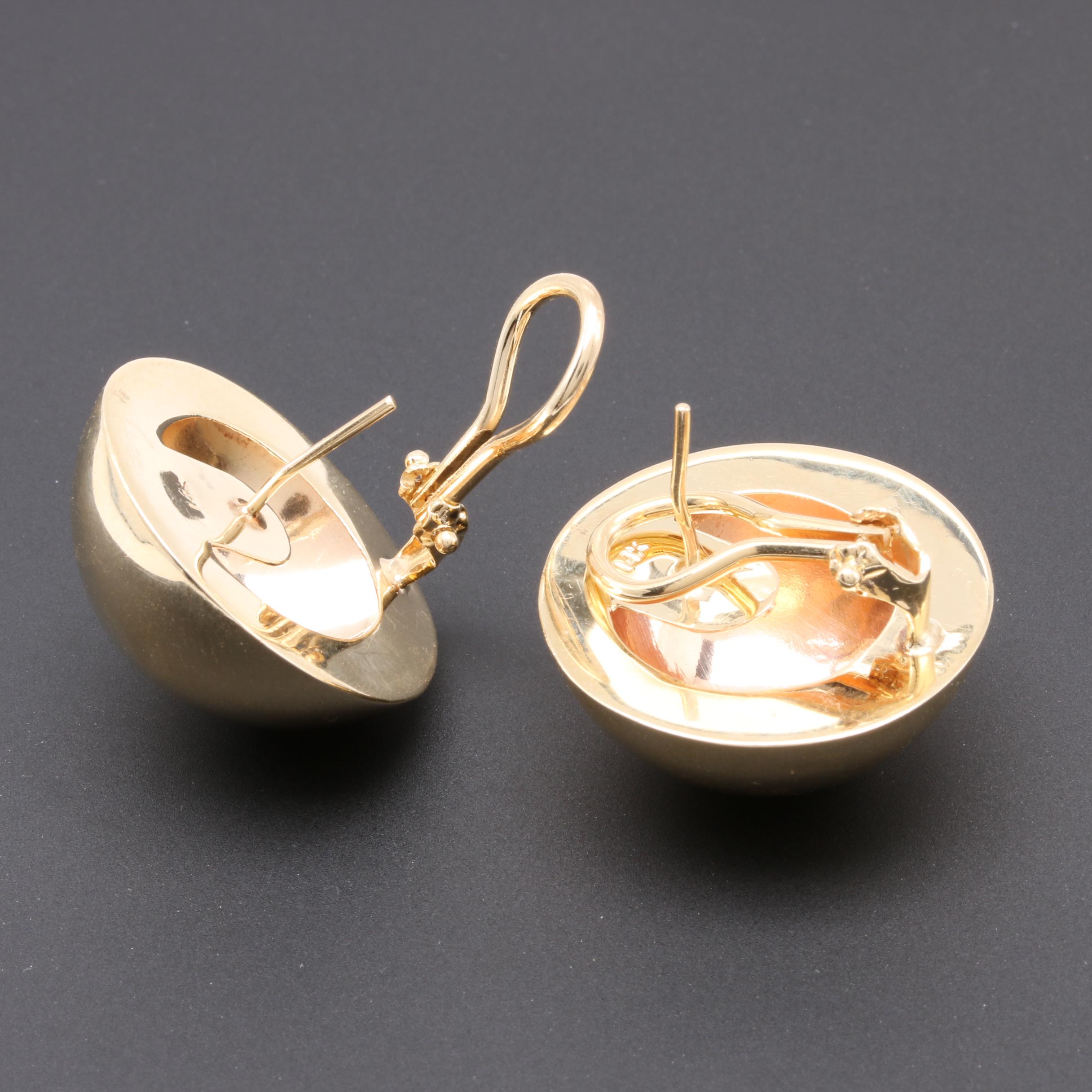 14K Yellow Gold Domed Earrings
