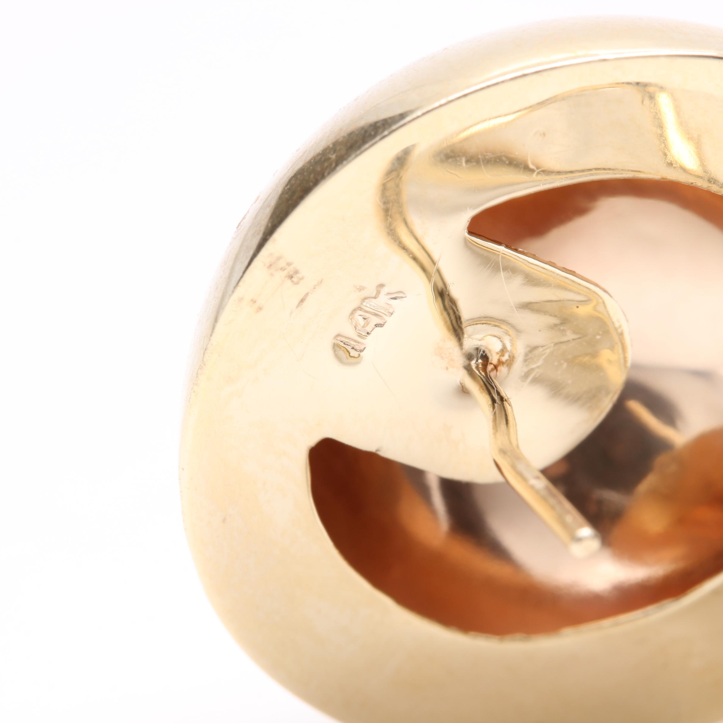 14K Yellow Gold Domed Earrings