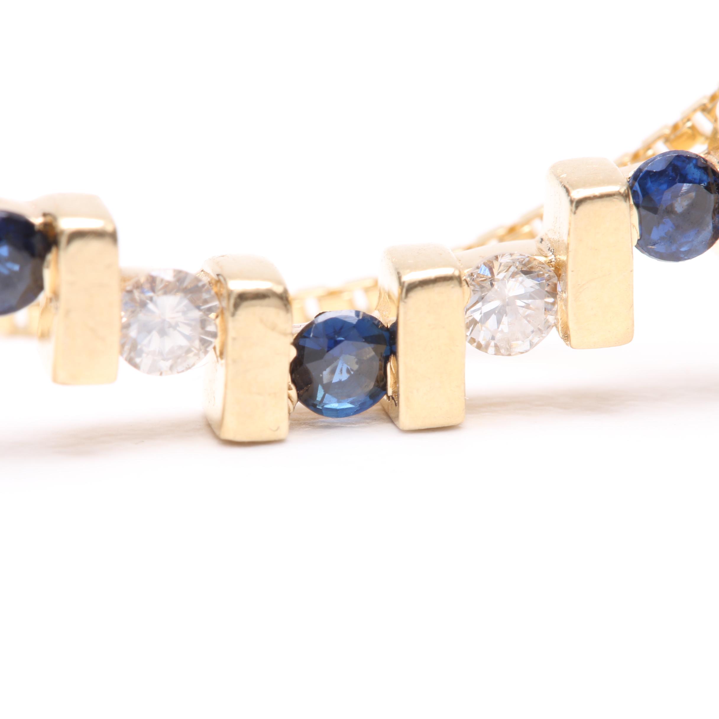14K Yellow Gold Sapphire and Diamond Necklace