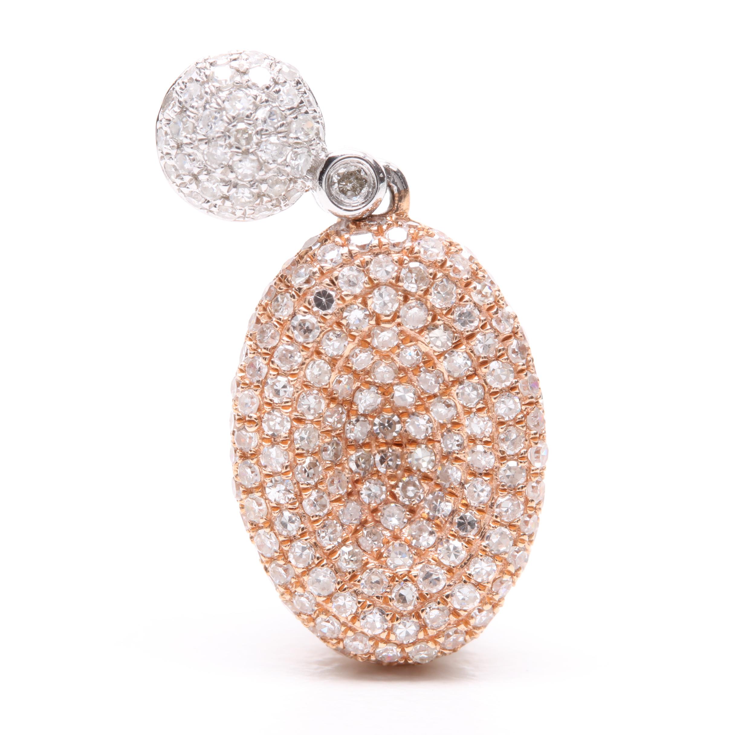 14K Rose and White Gold Diamond Pendant