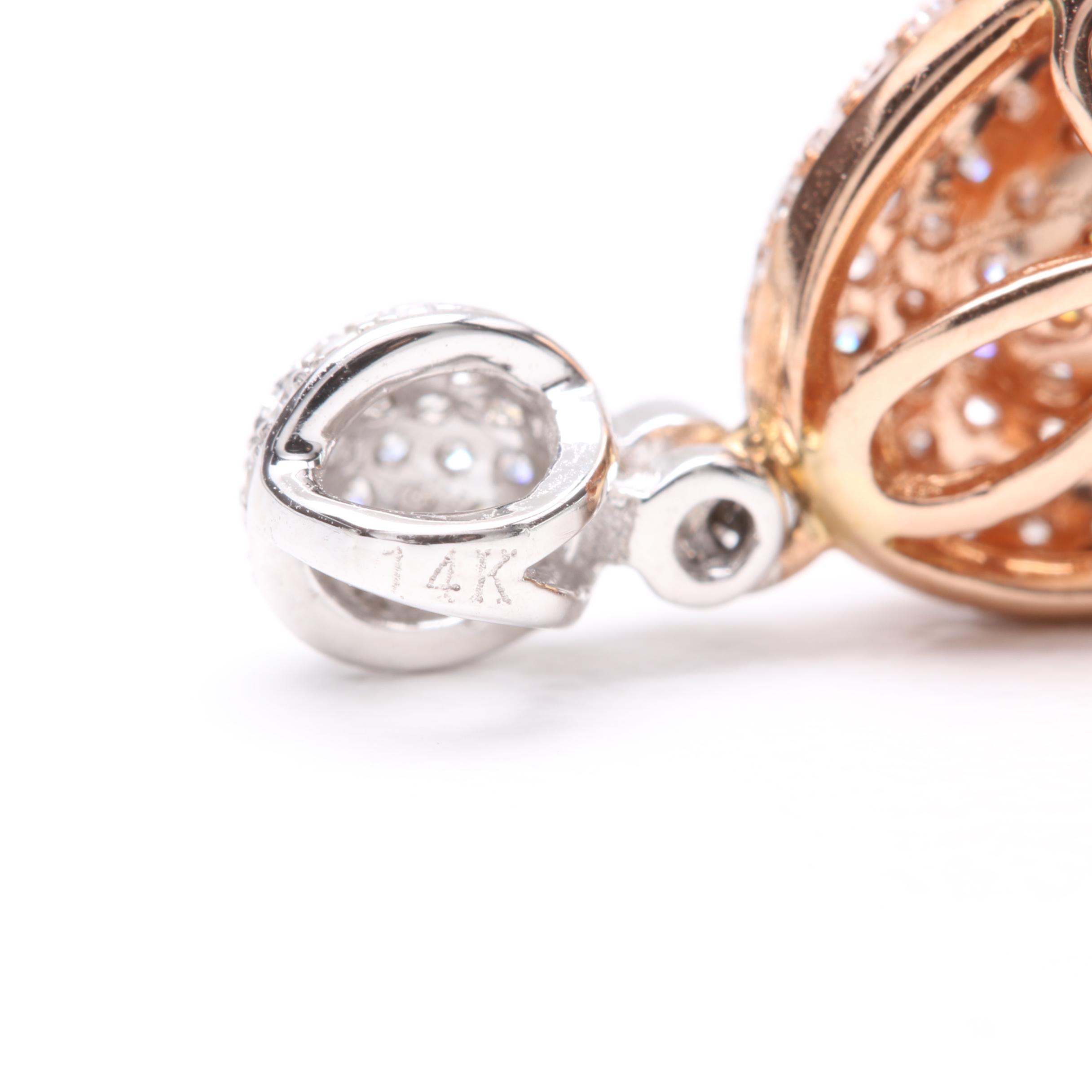 14K Rose and White Gold Diamond Pendant