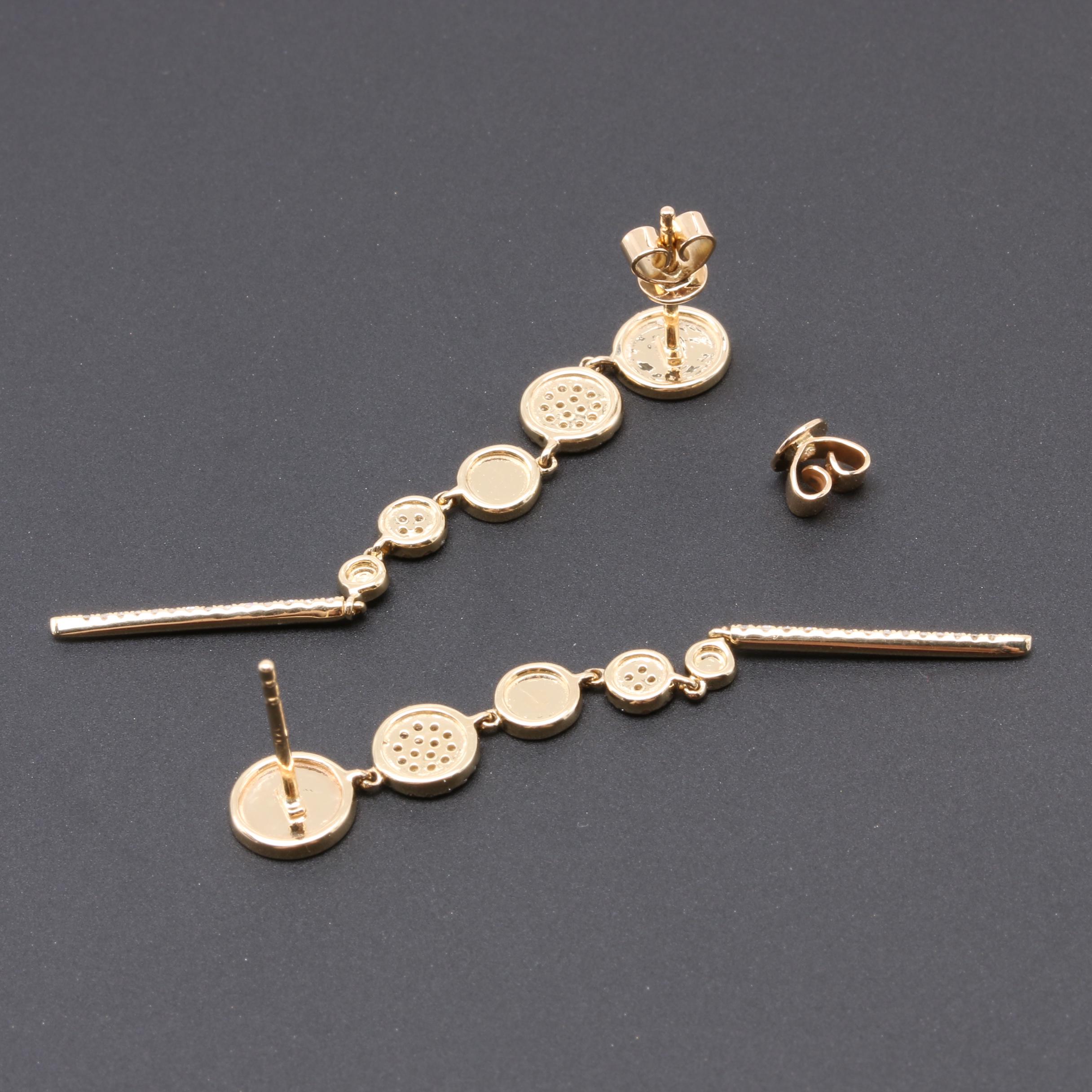 14K Yellow Gold Diamond Earrings