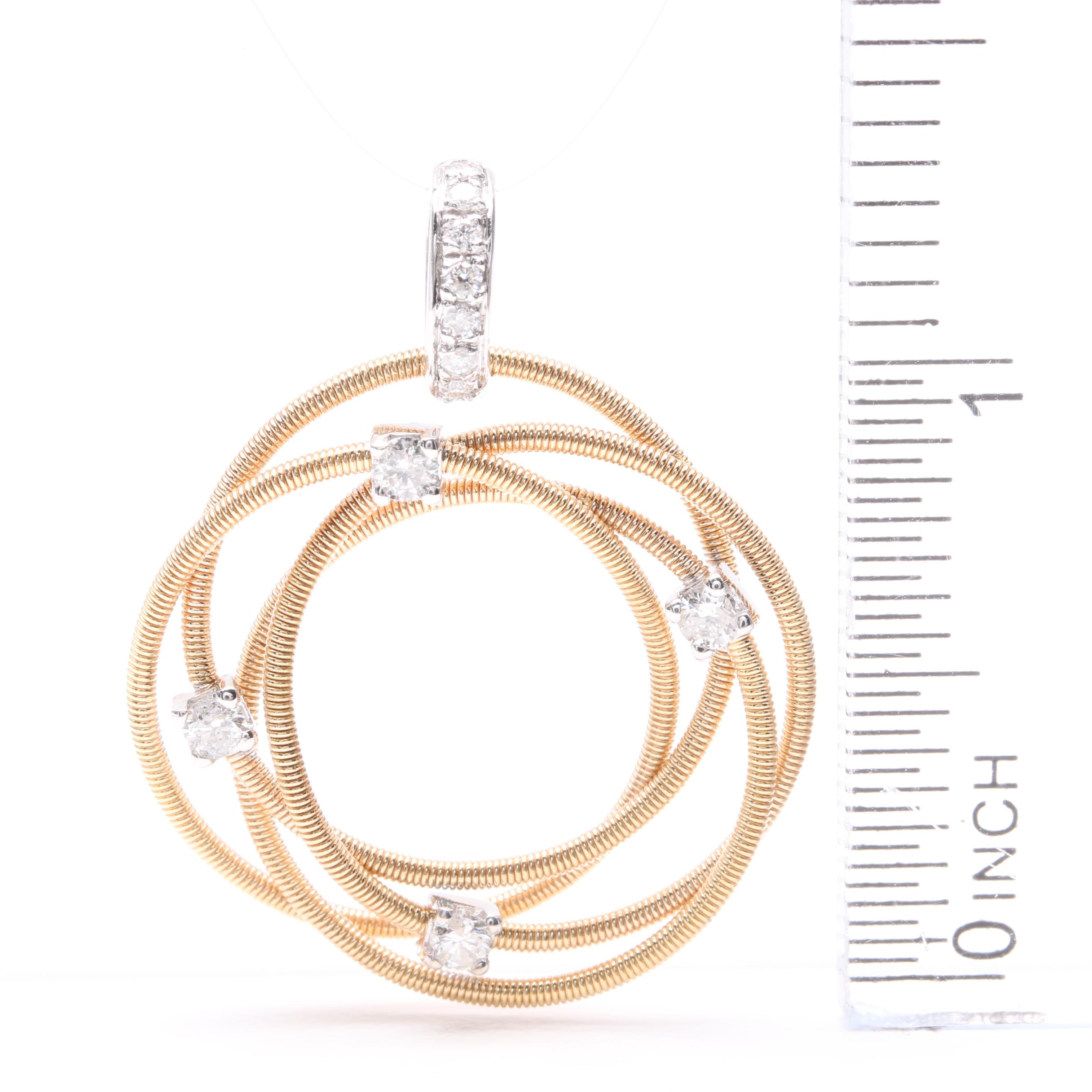 14K Yellow Gold Diamond Coil Pendant with a White Gold Bail