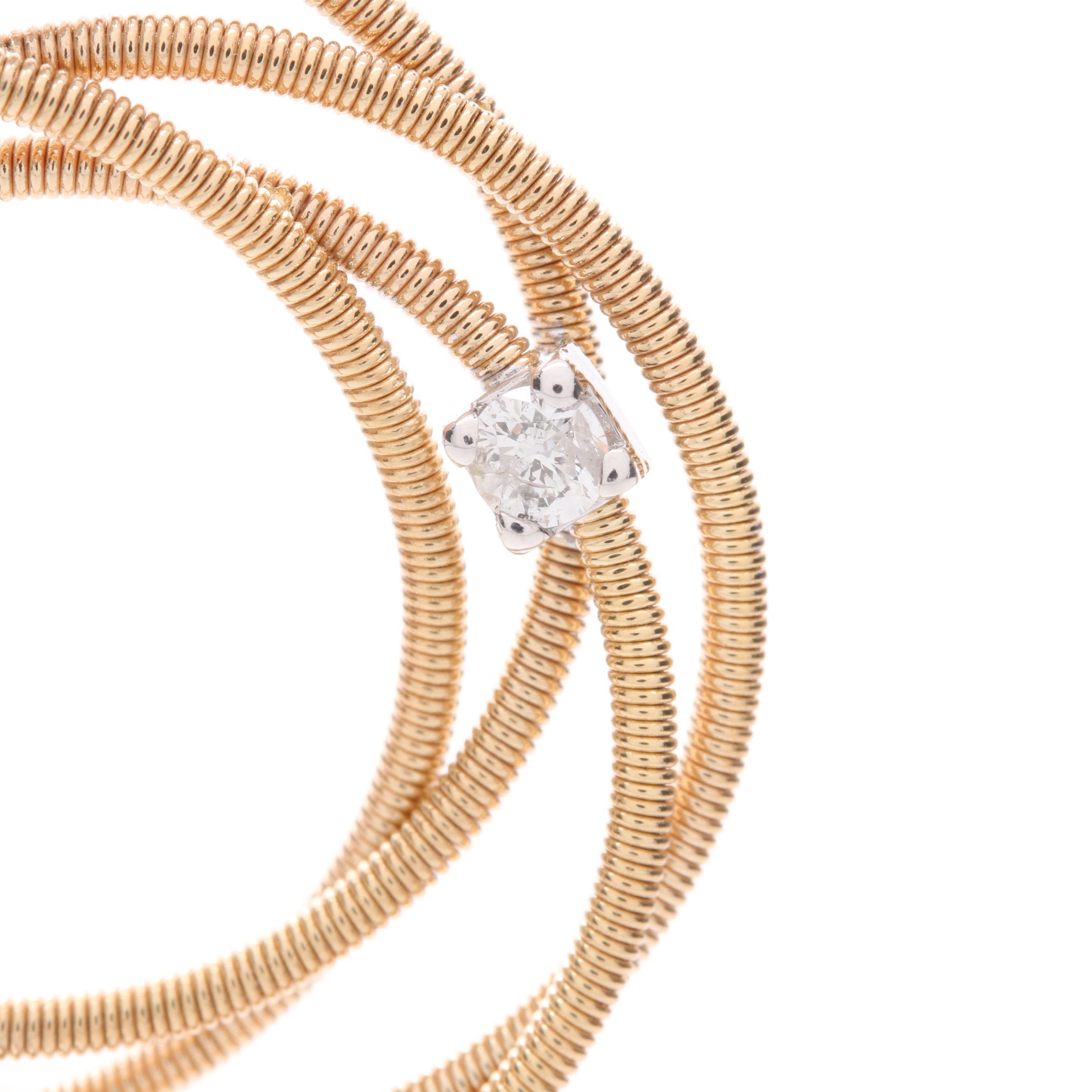 14K Yellow Gold Diamond Coil Pendant with a White Gold Bail