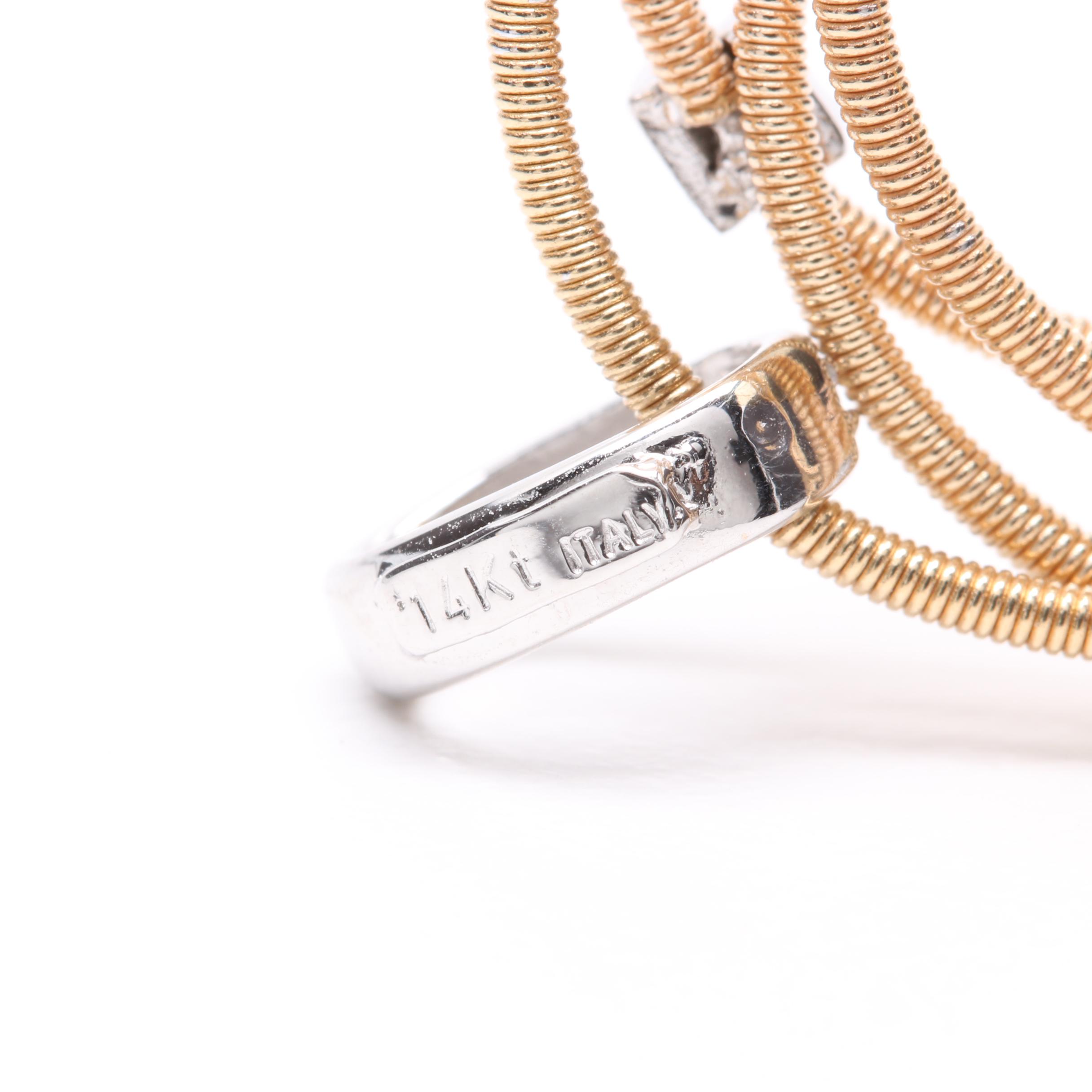 14K Yellow Gold Diamond Coil Pendant with a White Gold Bail