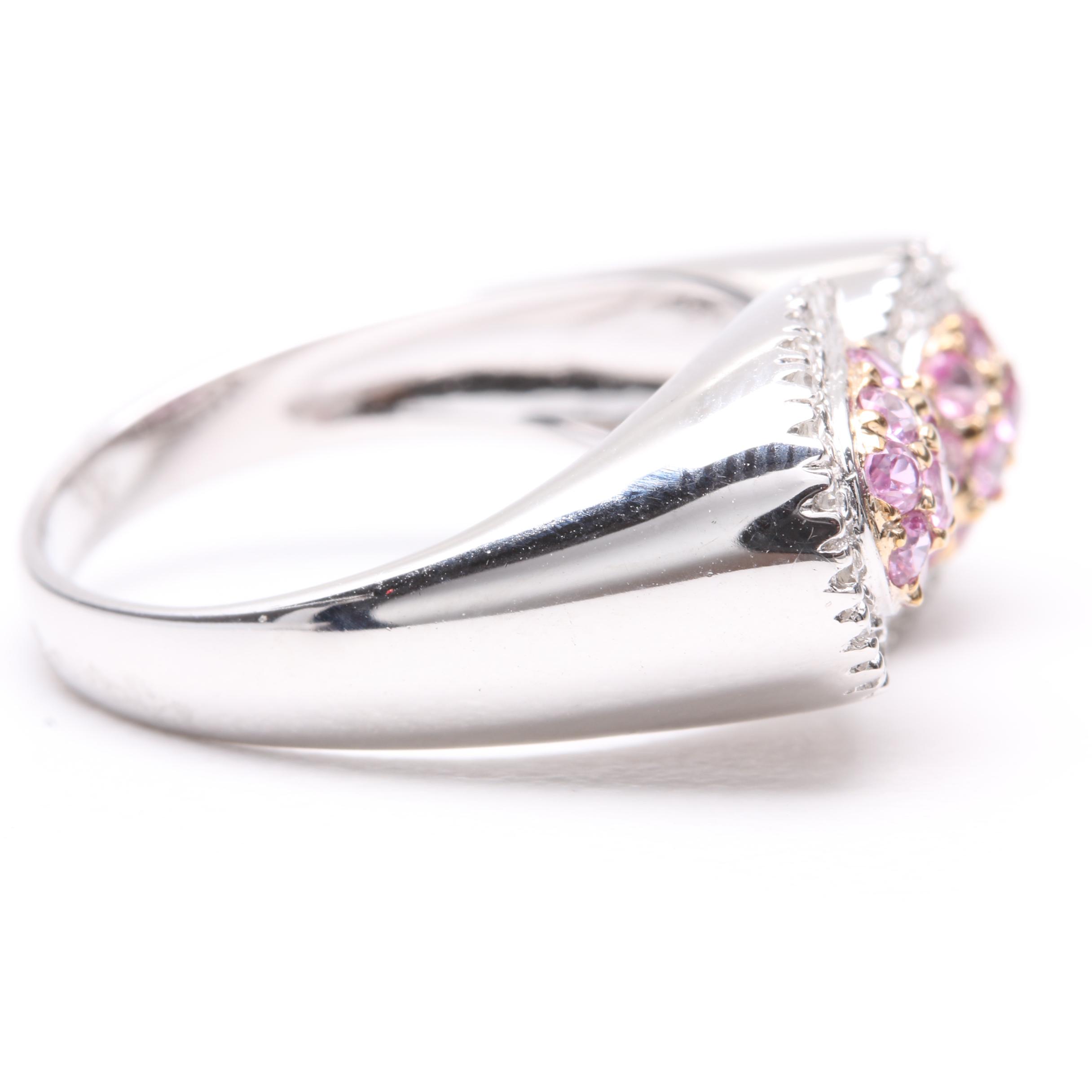 14K White Gold Pink Sapphire and Diamond Ring