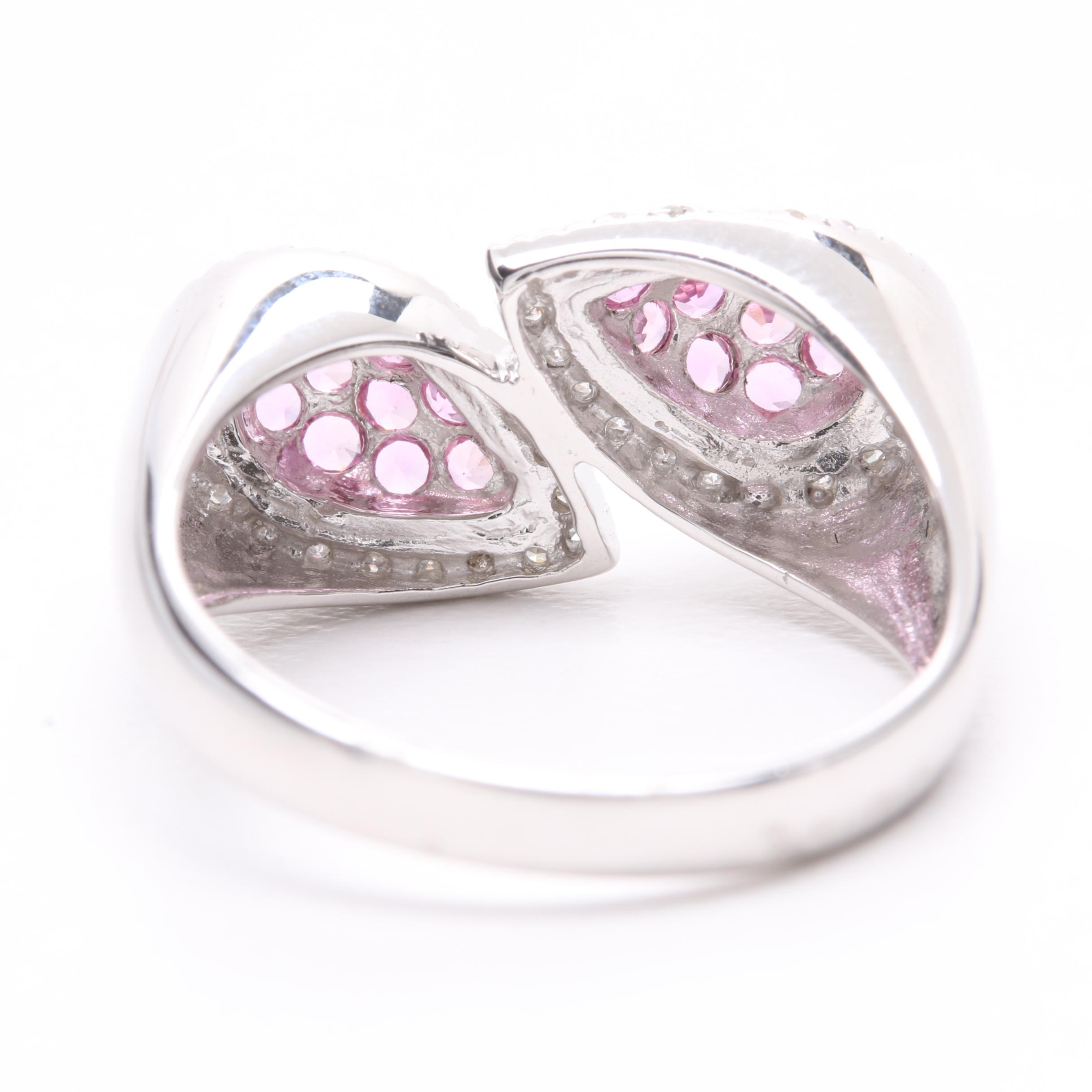 14K White Gold Pink Sapphire and Diamond Ring