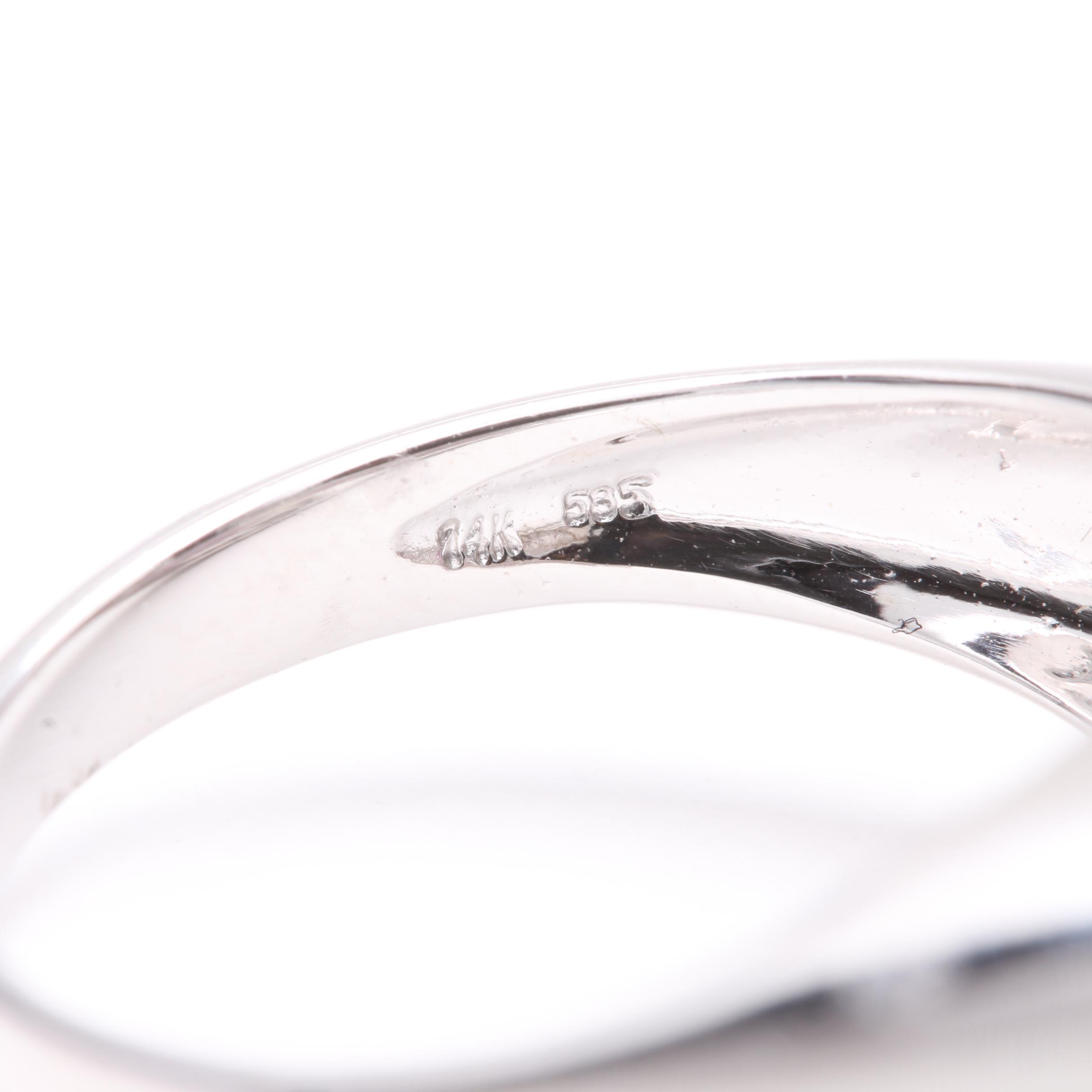 14K White Gold Pink Sapphire and Diamond Ring