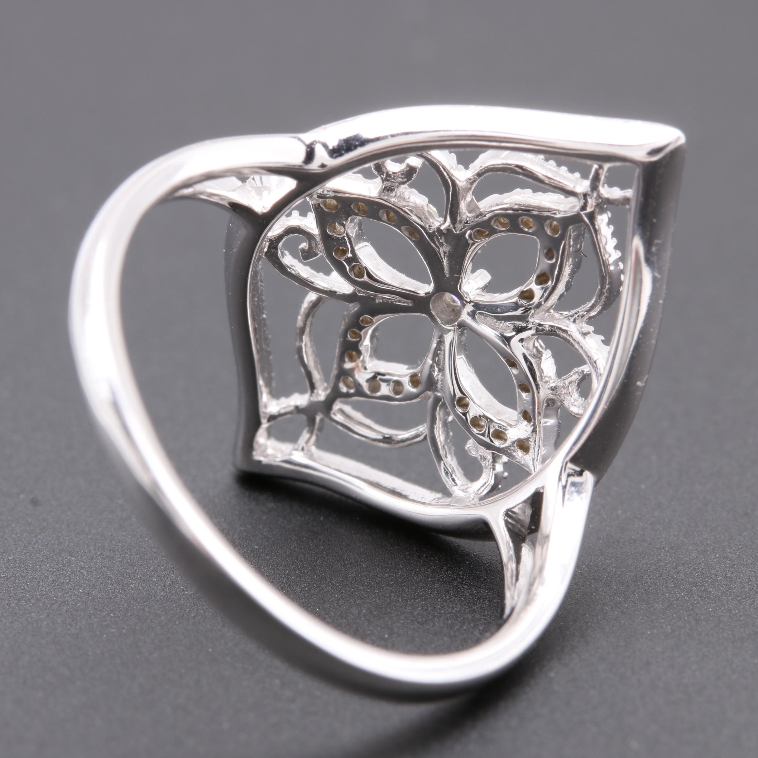 14K White Gold Diamond Floral Ring
