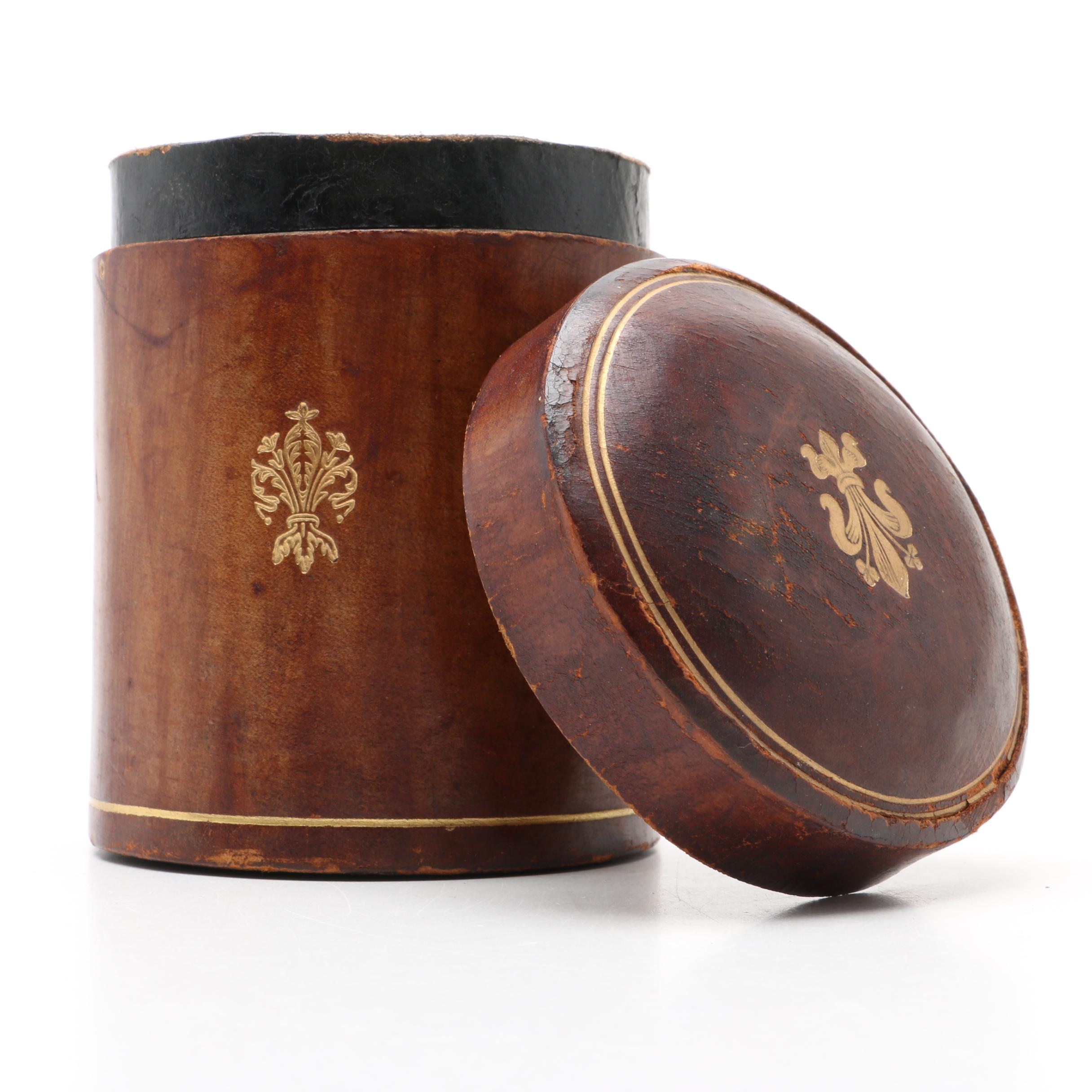 Vintage Italian Leather Trinket Box