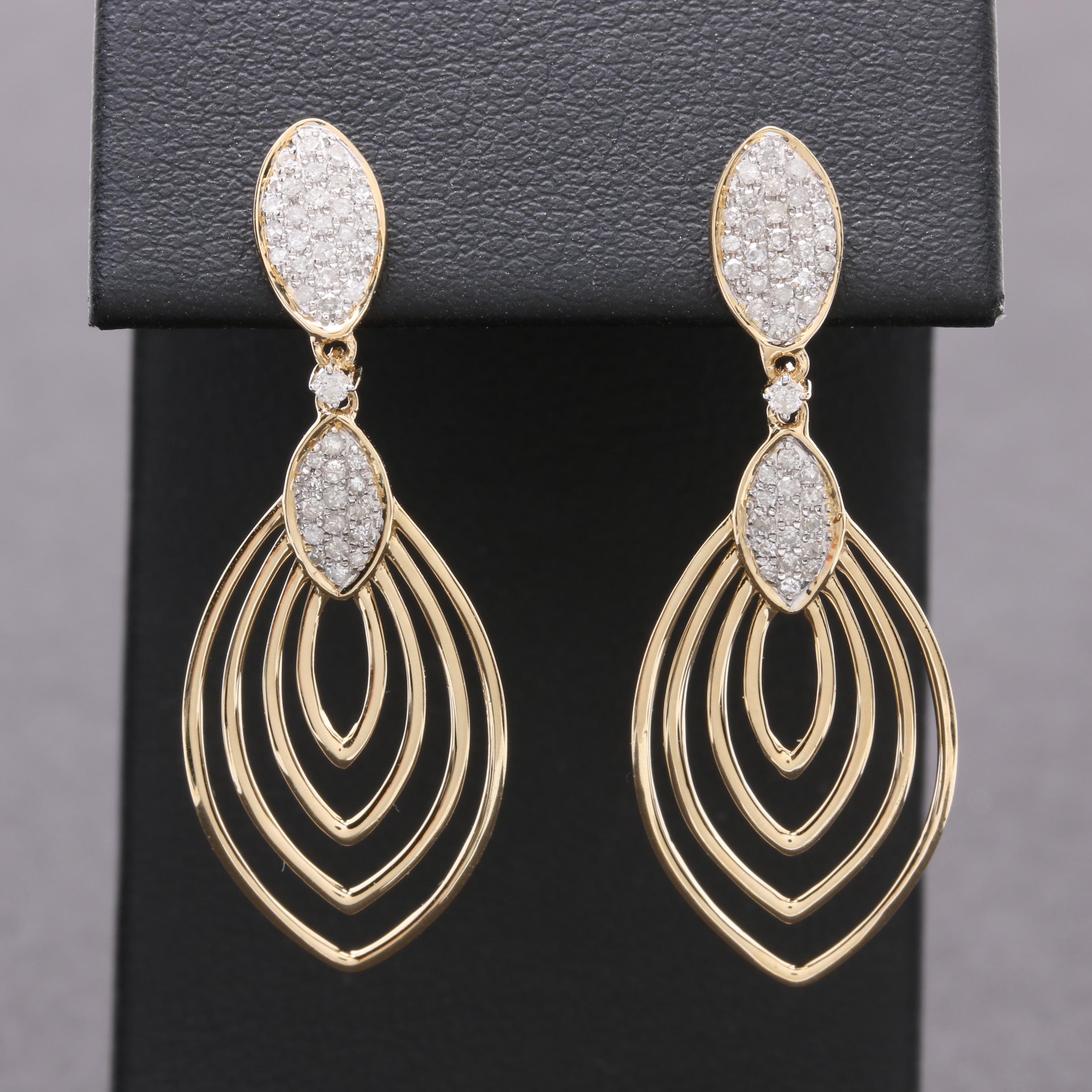 14K Yellow Gold Diamond Earrings