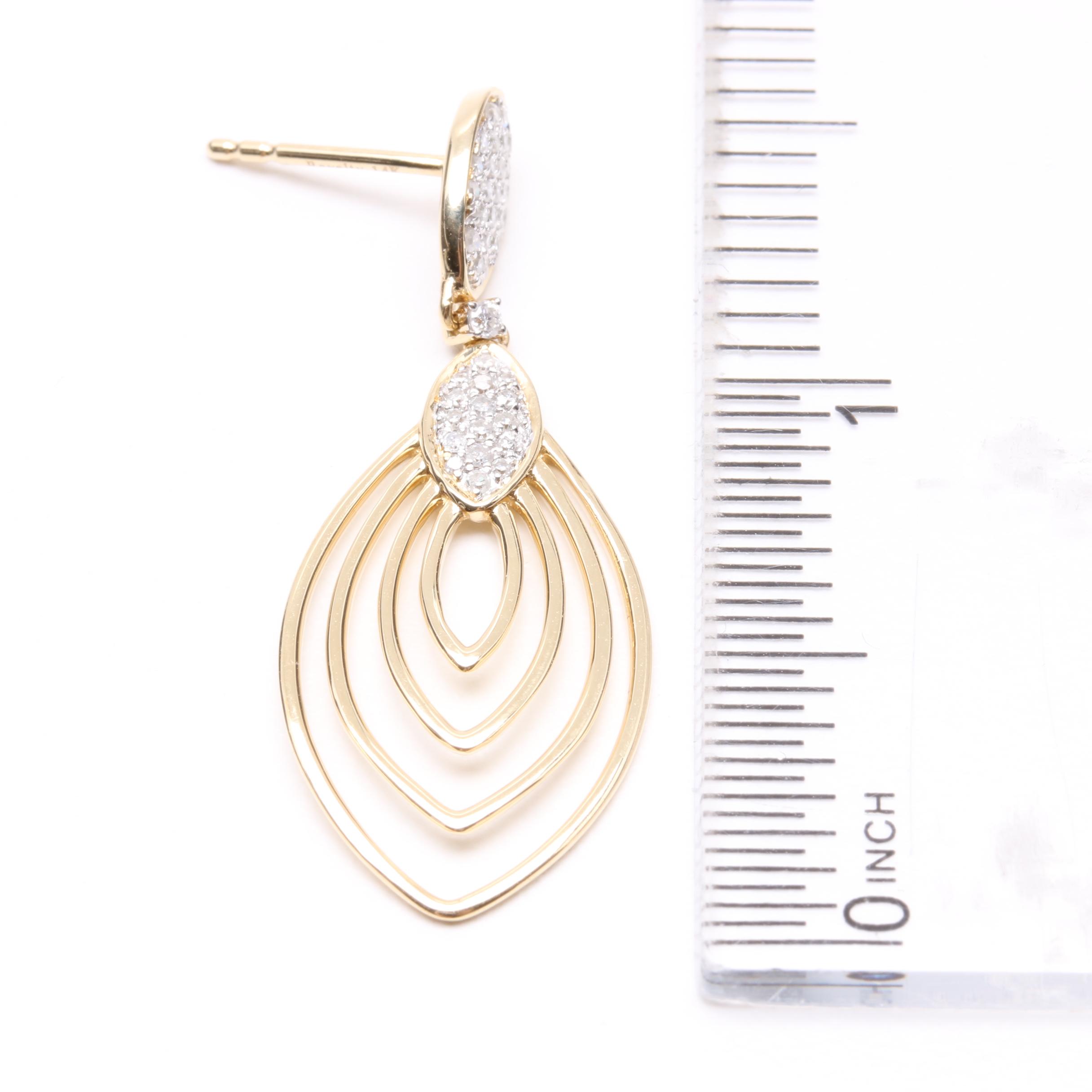 14K Yellow Gold Diamond Earrings